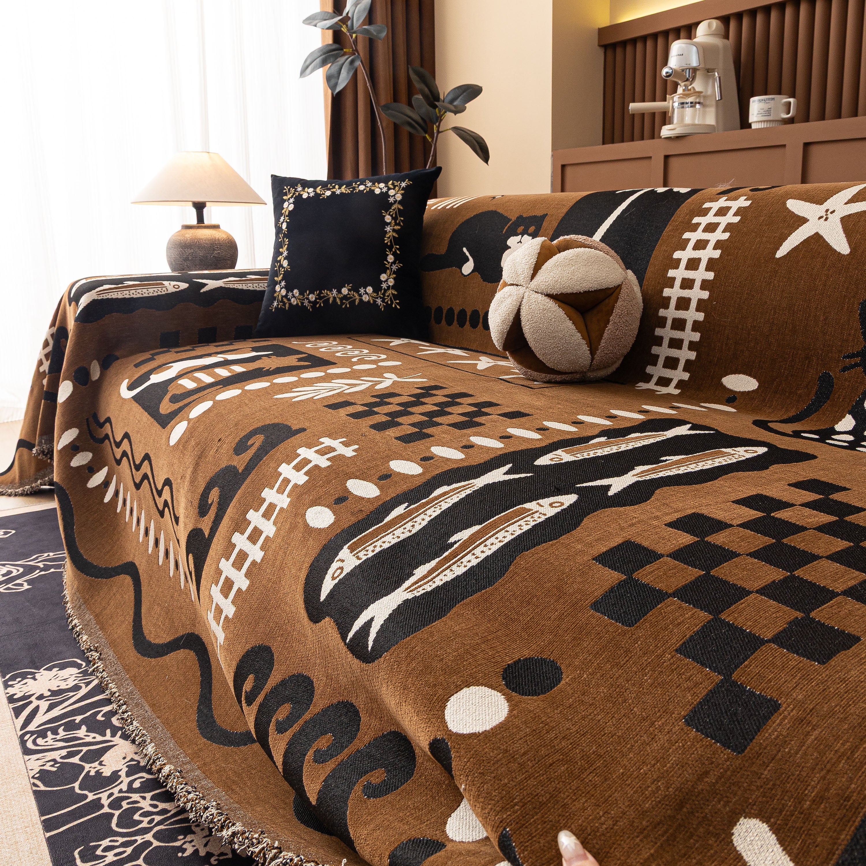 Boho Chic Woven Throw Blanket for Couch, Washable Couch Cover for Pets, Dogs, Cats - Image 43