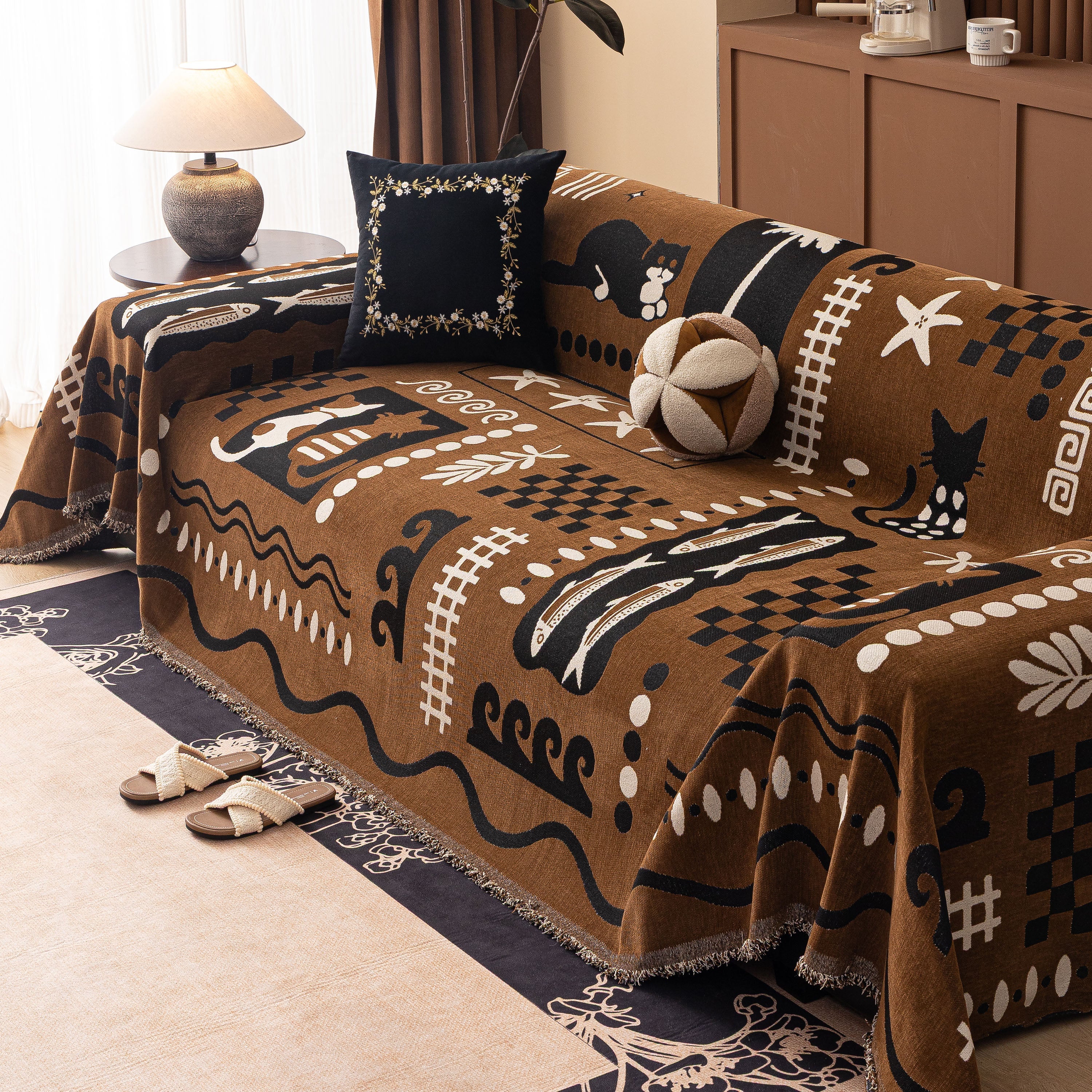 Boho Chic Woven Throw Blanket for Couch, Washable Couch Cover for Pets, Dogs, Cats - Image 47