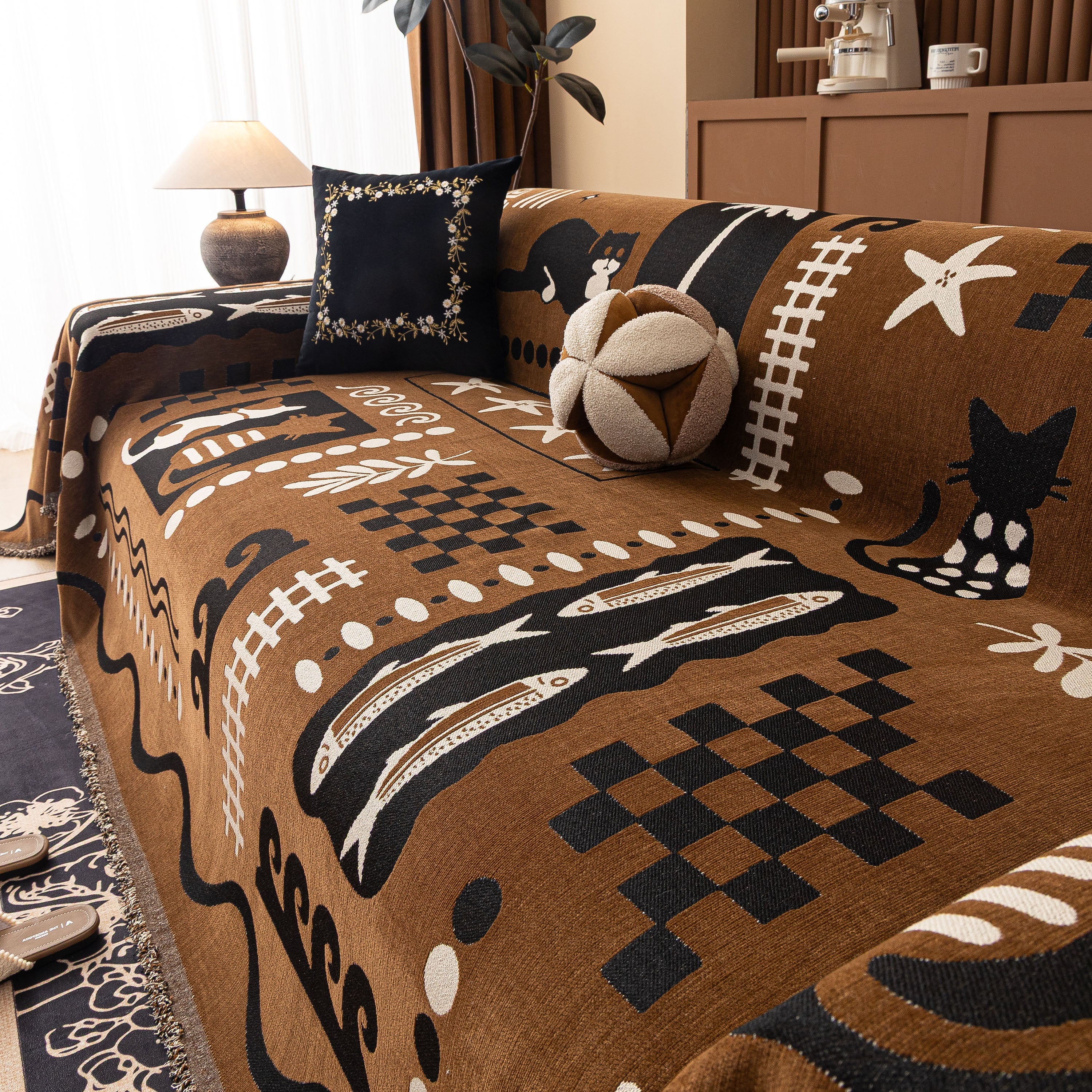 Boho Chic Woven Throw Blanket for Couch, Washable Couch Cover for Pets, Dogs, Cats - Image 48