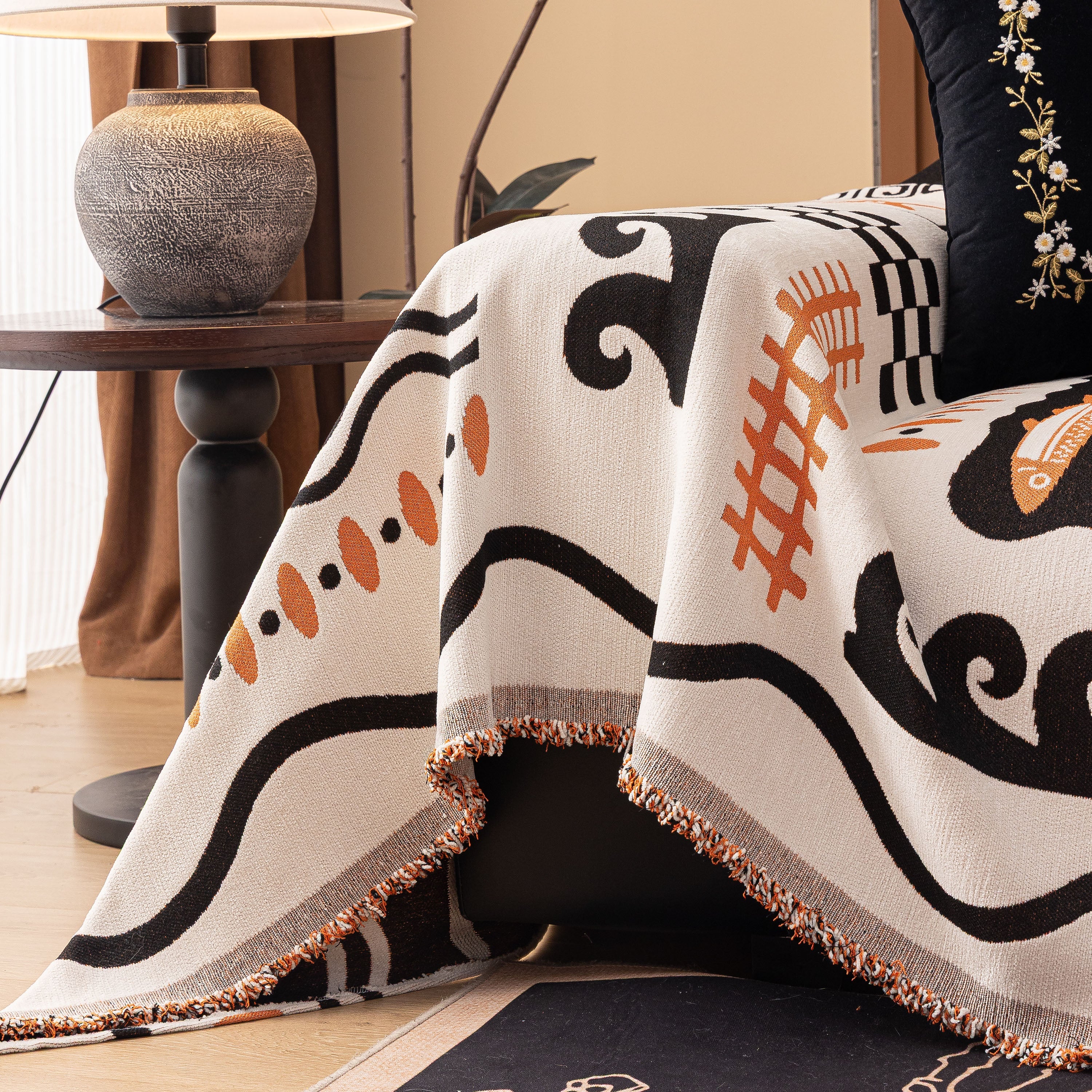 Boho Chic Woven Throw Blanket for Couch, Washable Couch Cover for Pets, Dogs, Cats - Image 5