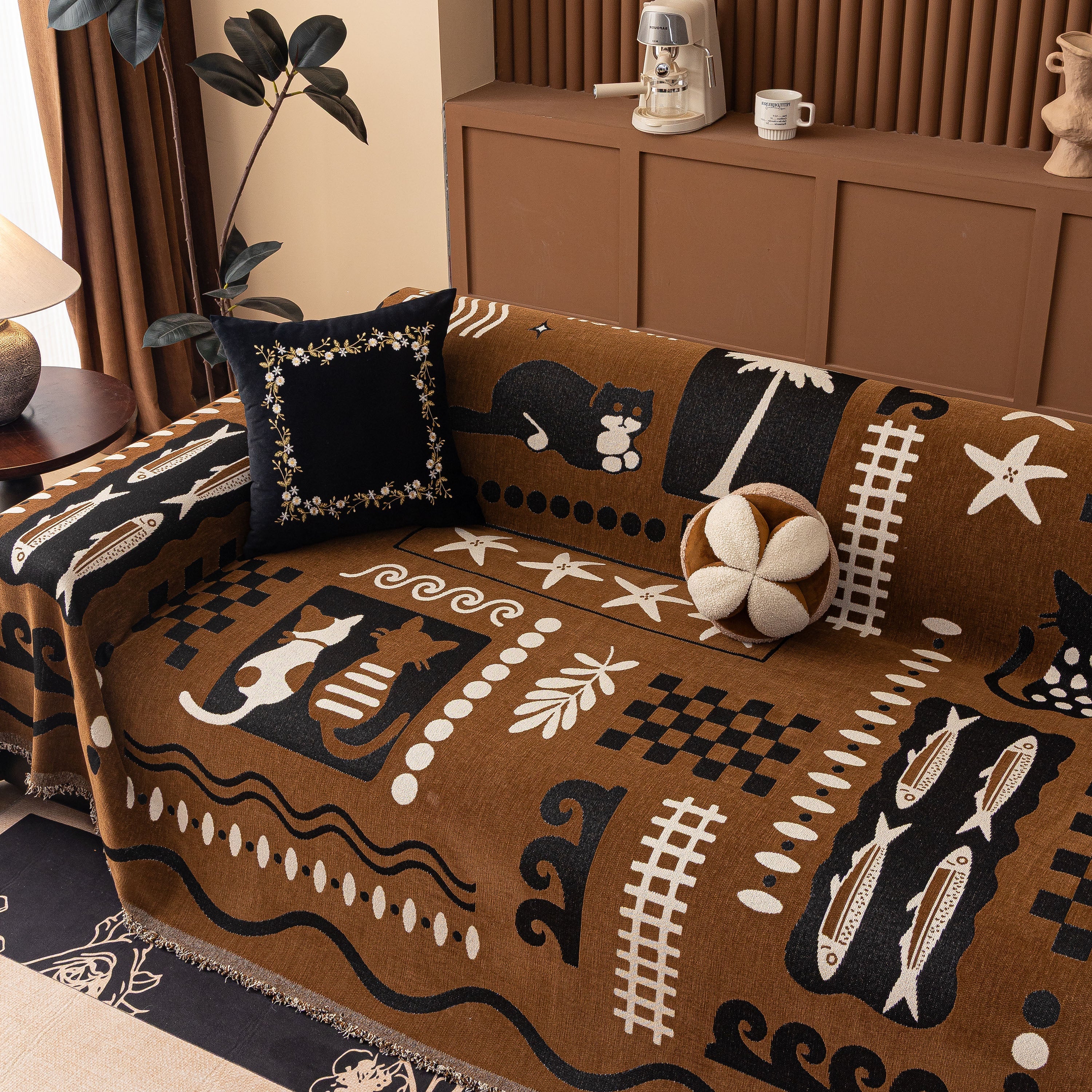 Boho Chic Woven Throw Blanket for Couch, Washable Couch Cover for Pets, Dogs, Cats - Image 50