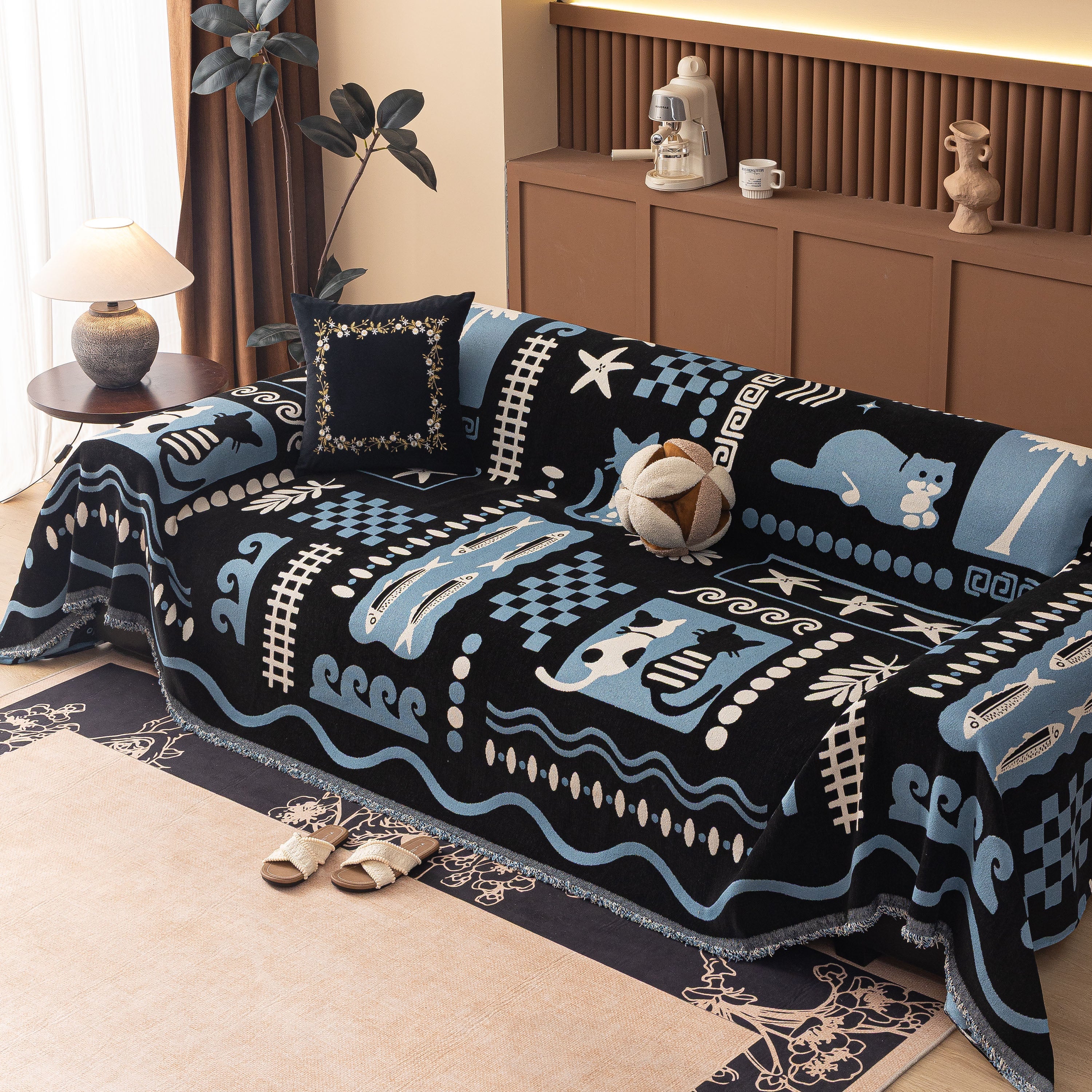 Boho Chic Woven Throw Blanket for Couch, Washable Couch Cover for Pets, Dogs, Cats - Image 51