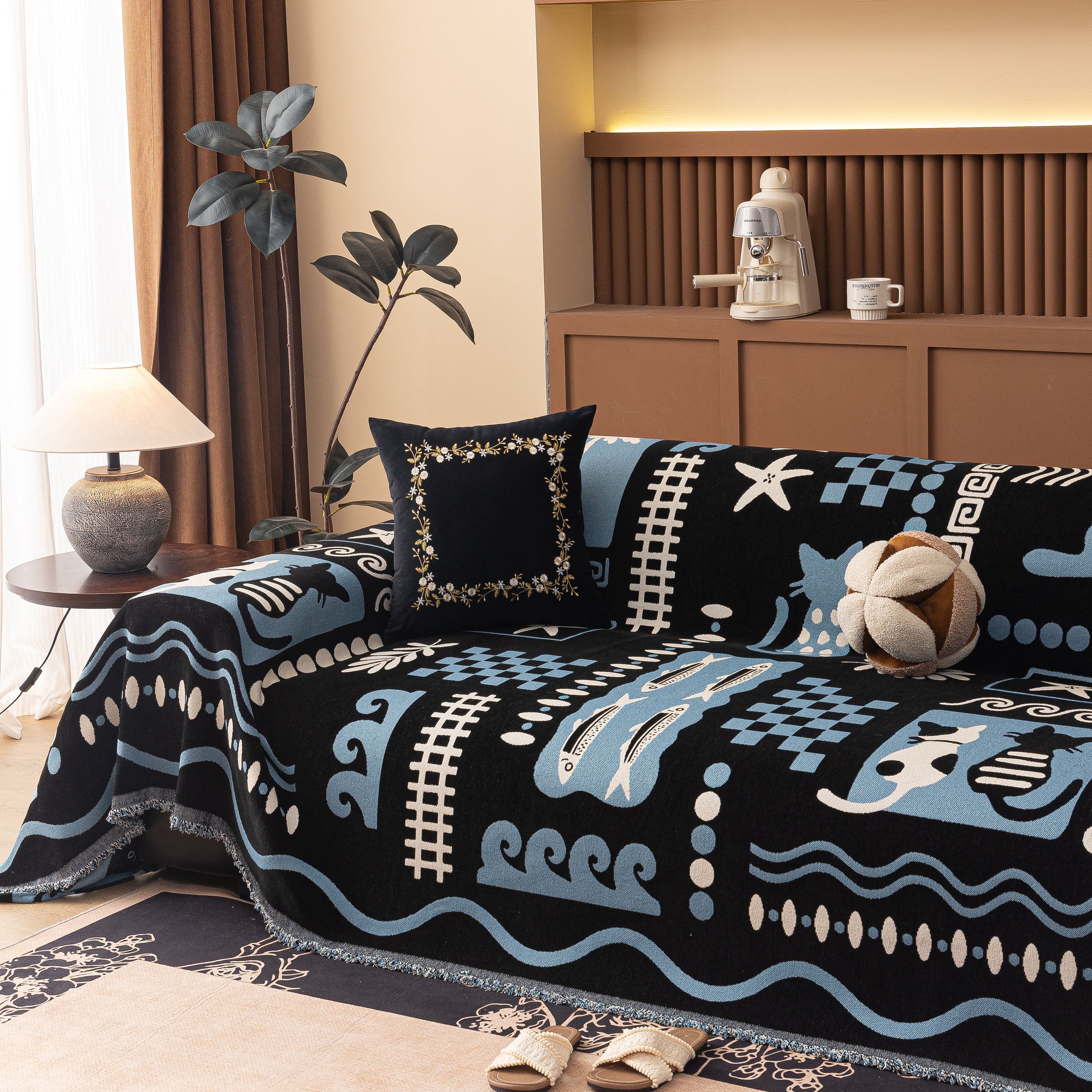 Boho Chic Woven Throw Blanket for Couch, Washable Couch Cover for Pets, Dogs, Cats - Image 53