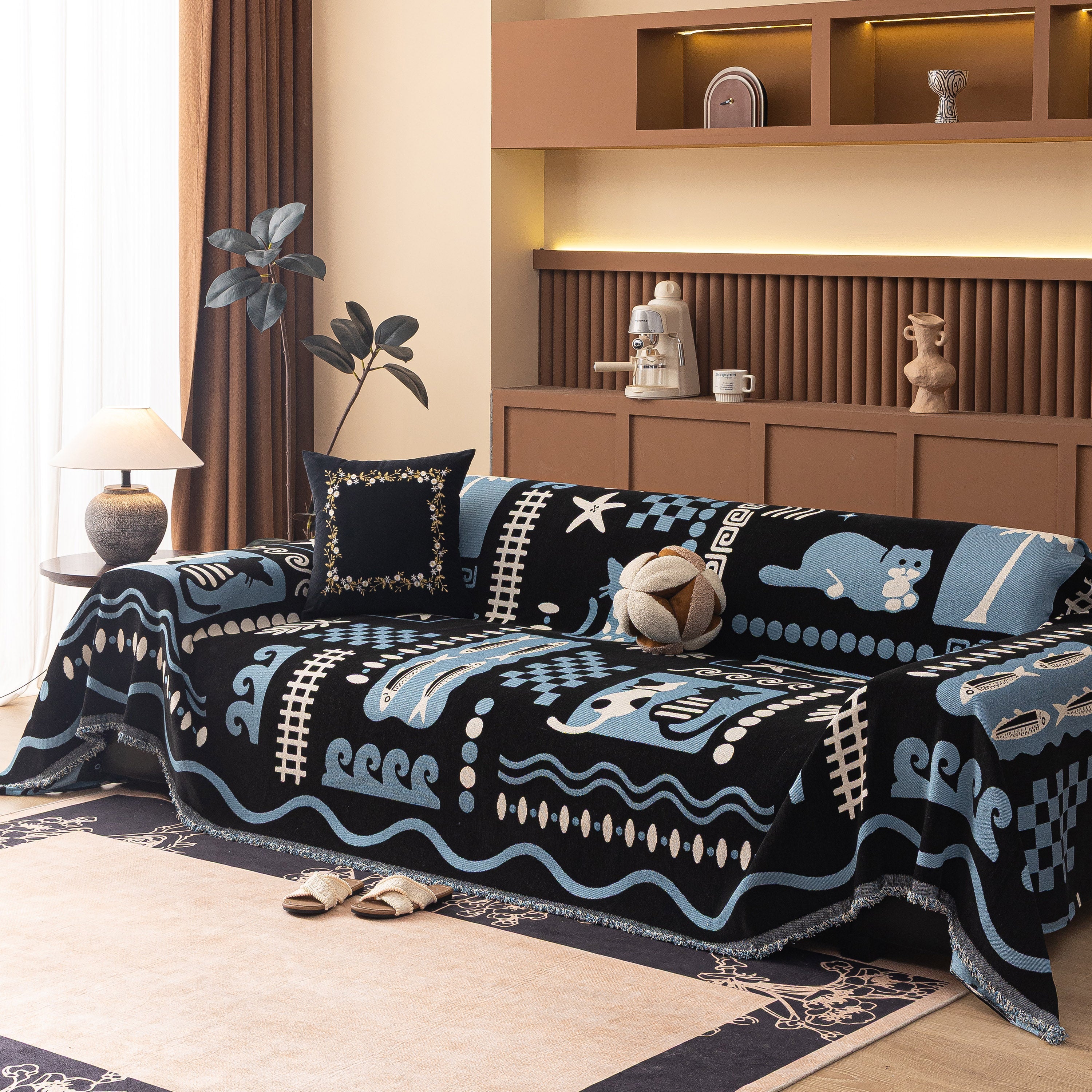 Boho Chic Woven Throw Blanket for Couch, Washable Couch Cover for Pets, Dogs, Cats - Image 61
