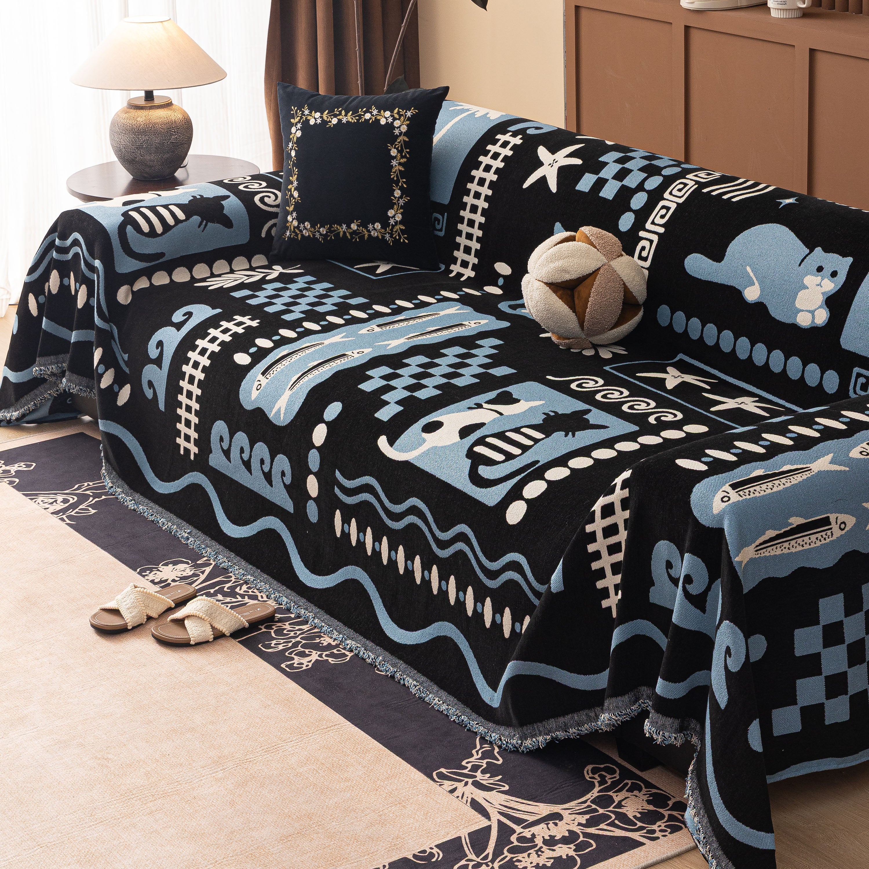 Boho Chic Woven Throw Blanket for Couch, Washable Couch Cover for Pets, Dogs, Cats - Image 62