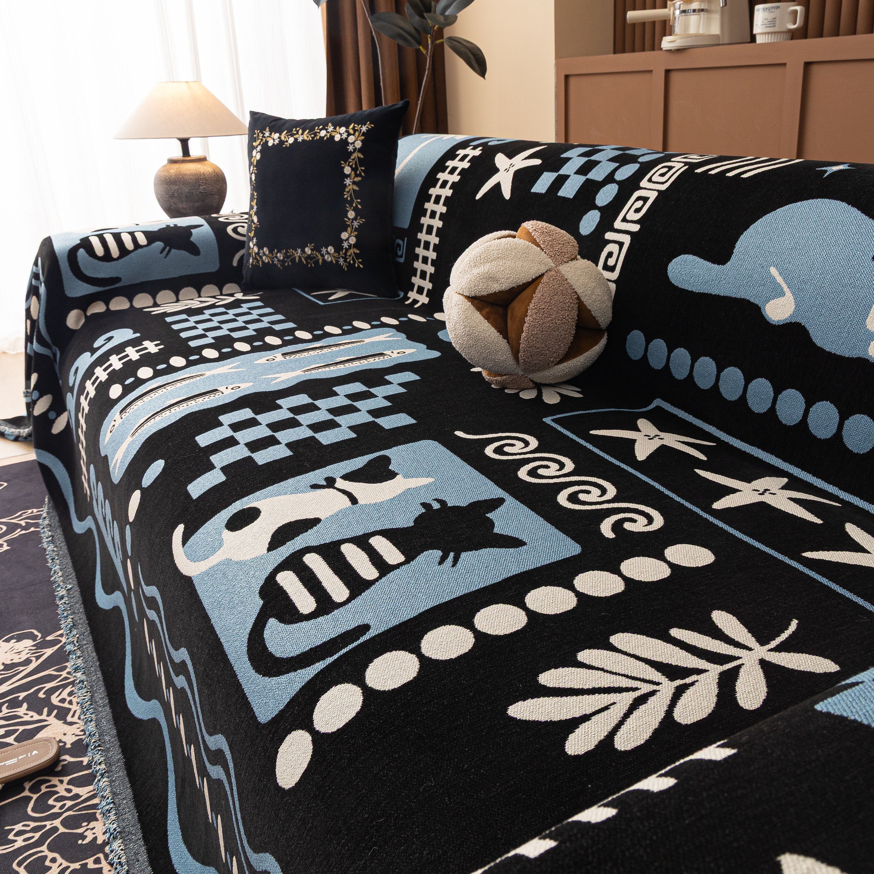 Boho Chic Woven Throw Blanket for Couch, Washable Couch Cover for Pets, Dogs, Cats - Image 64