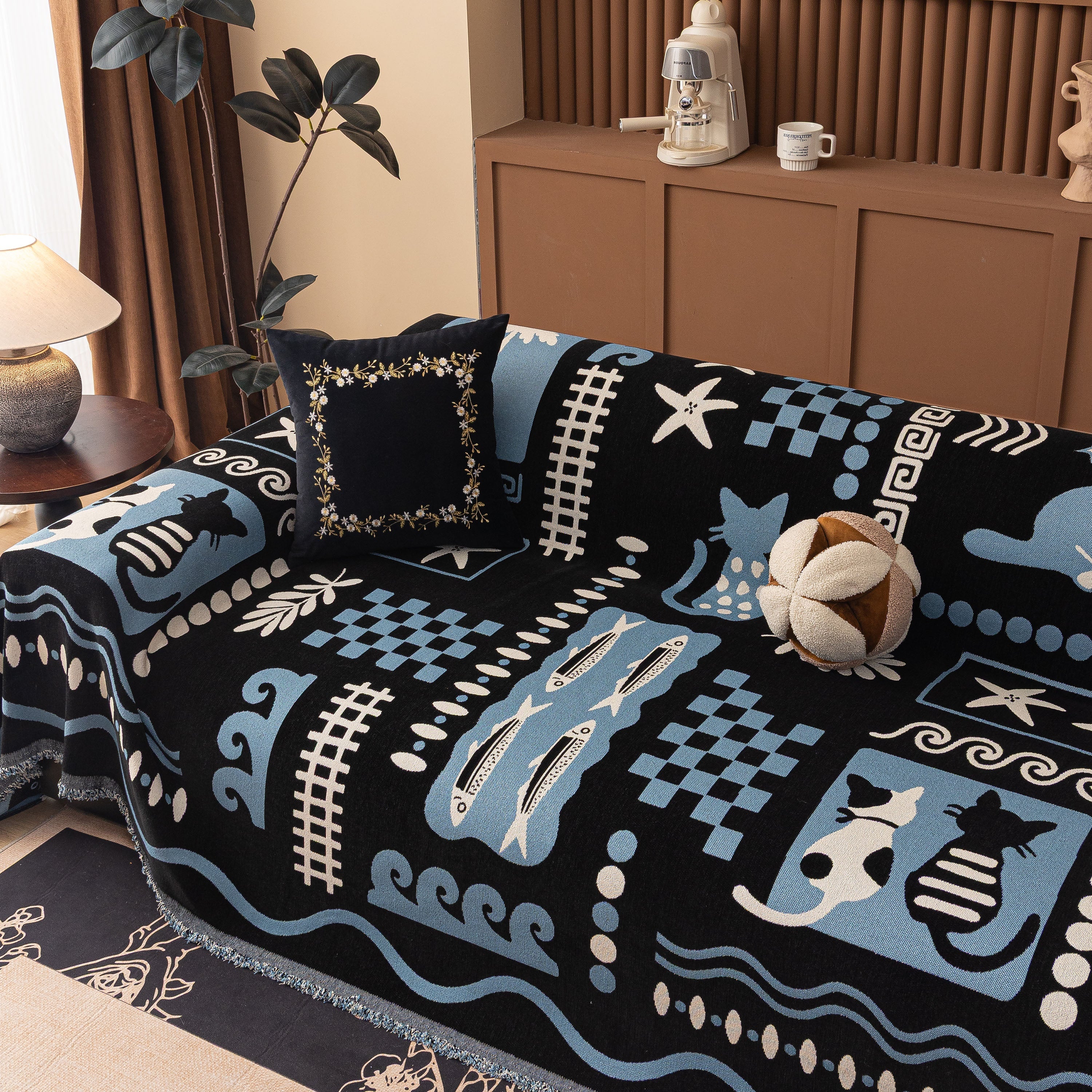 Boho Chic Woven Throw Blanket for Couch, Washable Couch Cover for Pets, Dogs, Cats - Image 65