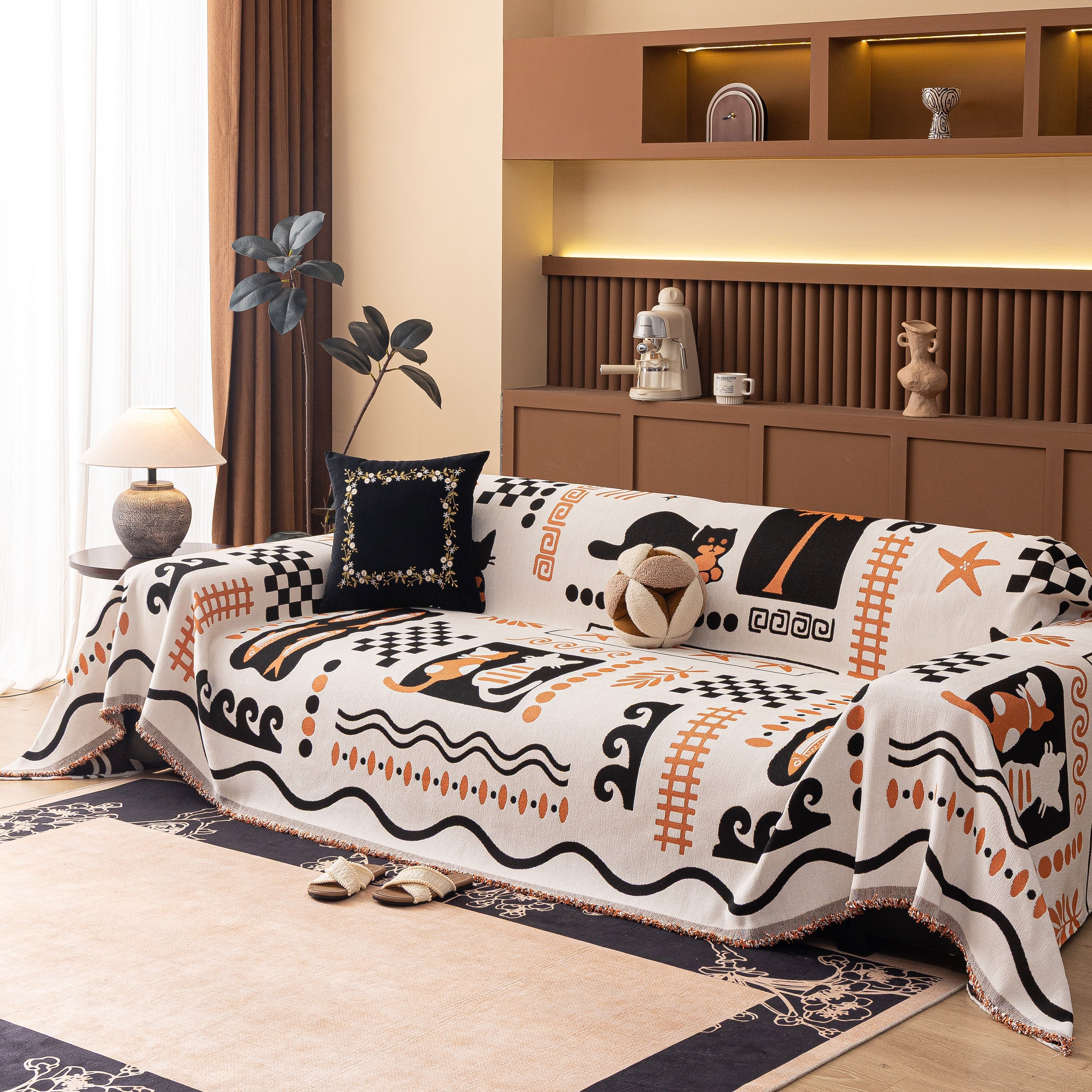 Boho Chic Woven Throw Blanket for Couch, Washable Couch Cover for Pets, Dogs, Cats - Image 8