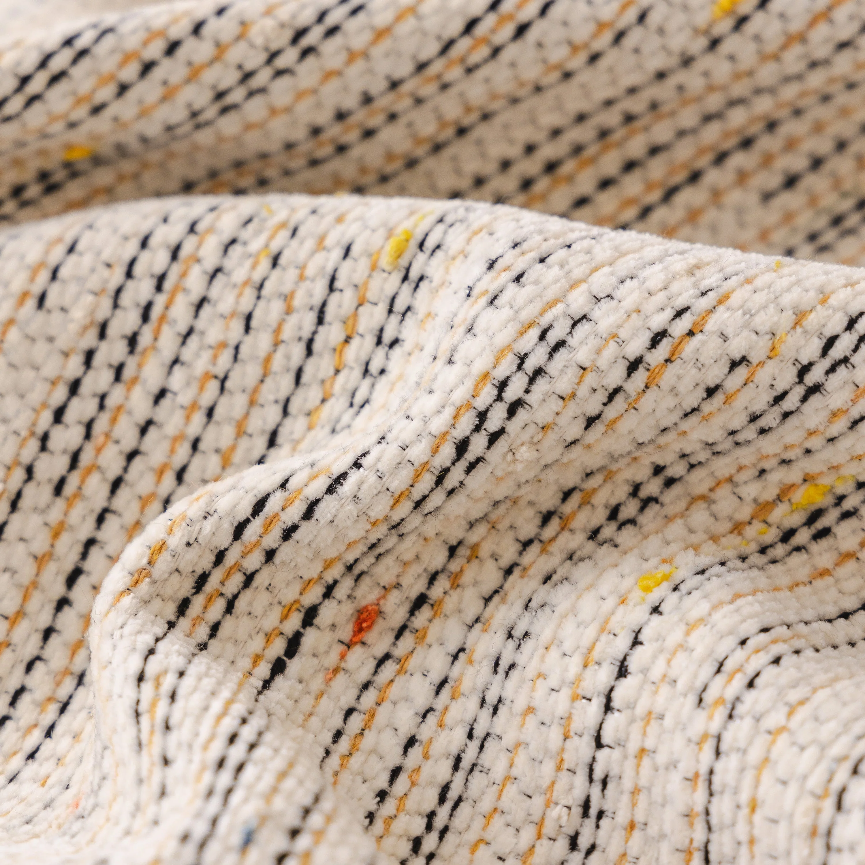Boho Couch Cover with Knitted Stripes, Chiffon Skirt & Pom Fringe, Pet-Friendly Throw - Image 20