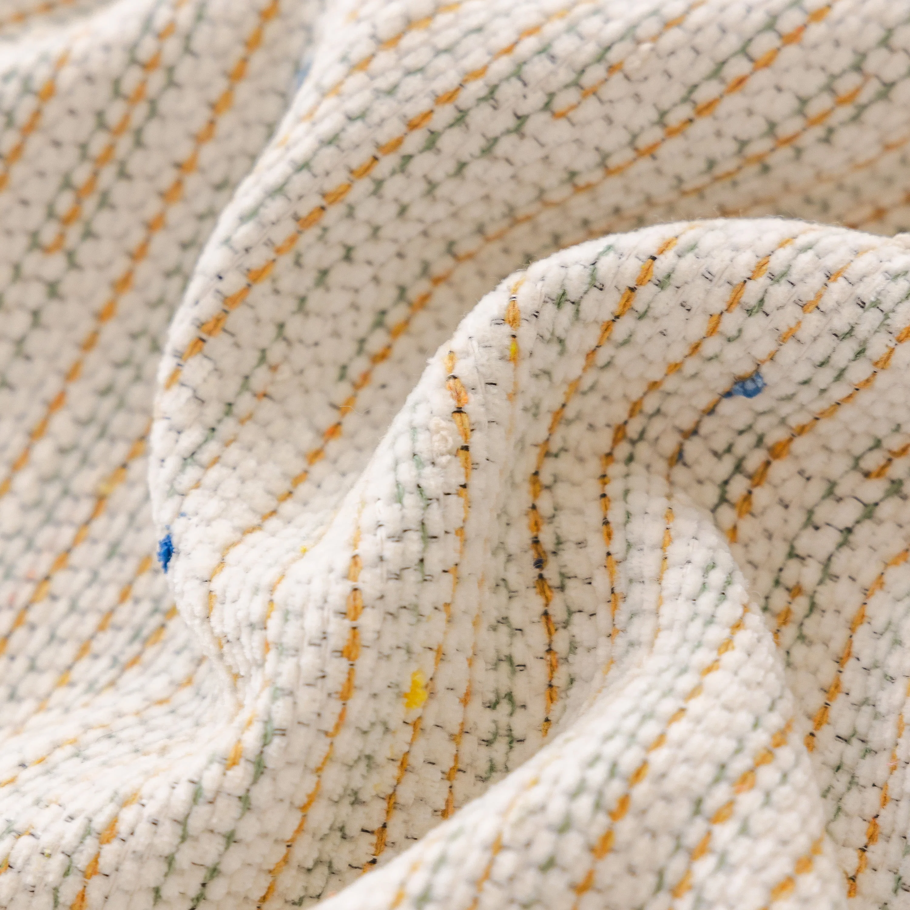 Boho Couch Cover with Knitted Stripes, Chiffon Skirt & Pom Fringe, Pet-Friendly Throw - Image 43