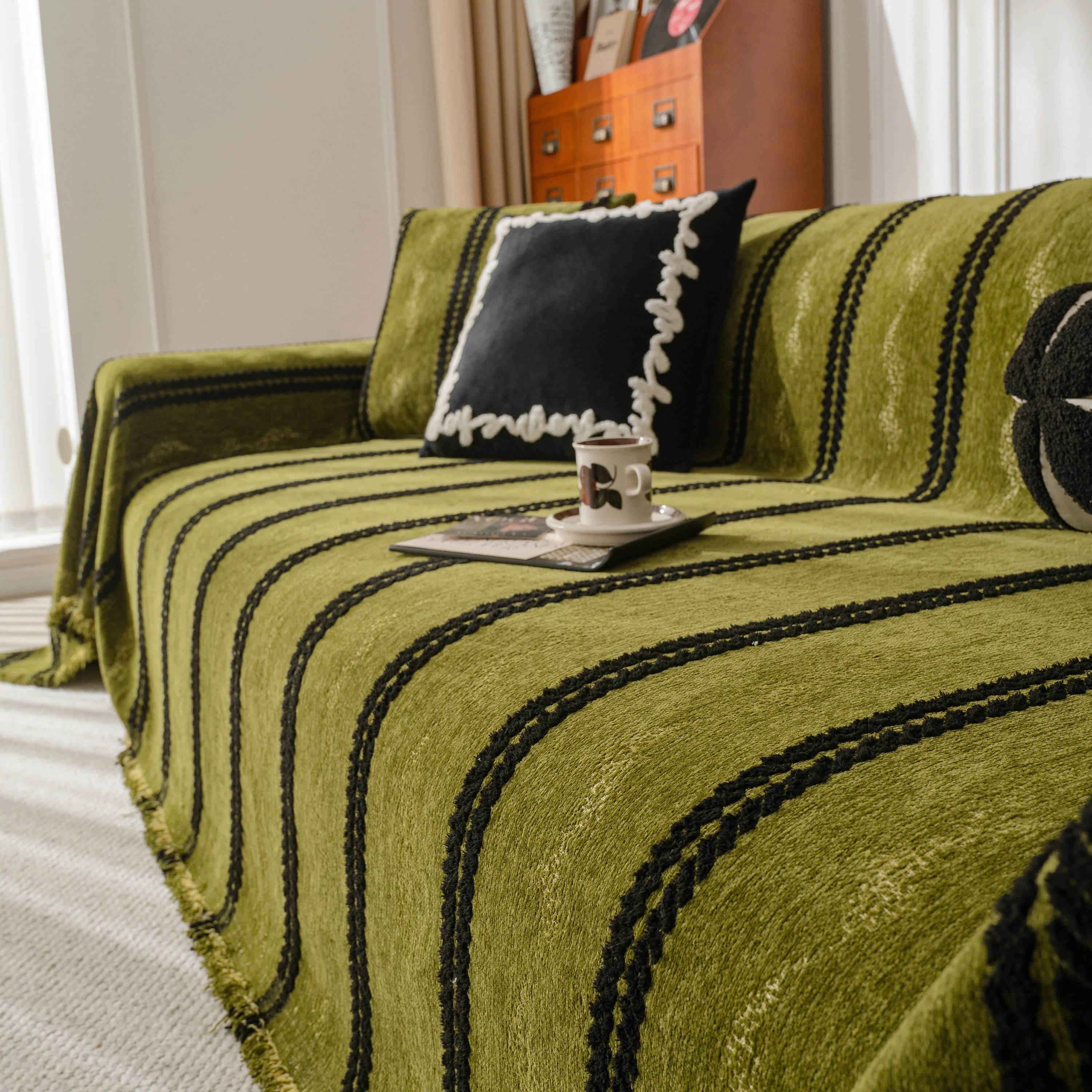 Boho Couch Throw Blanket with Textured Stripes, Sofa Cover for Living Room Decor - Image 10