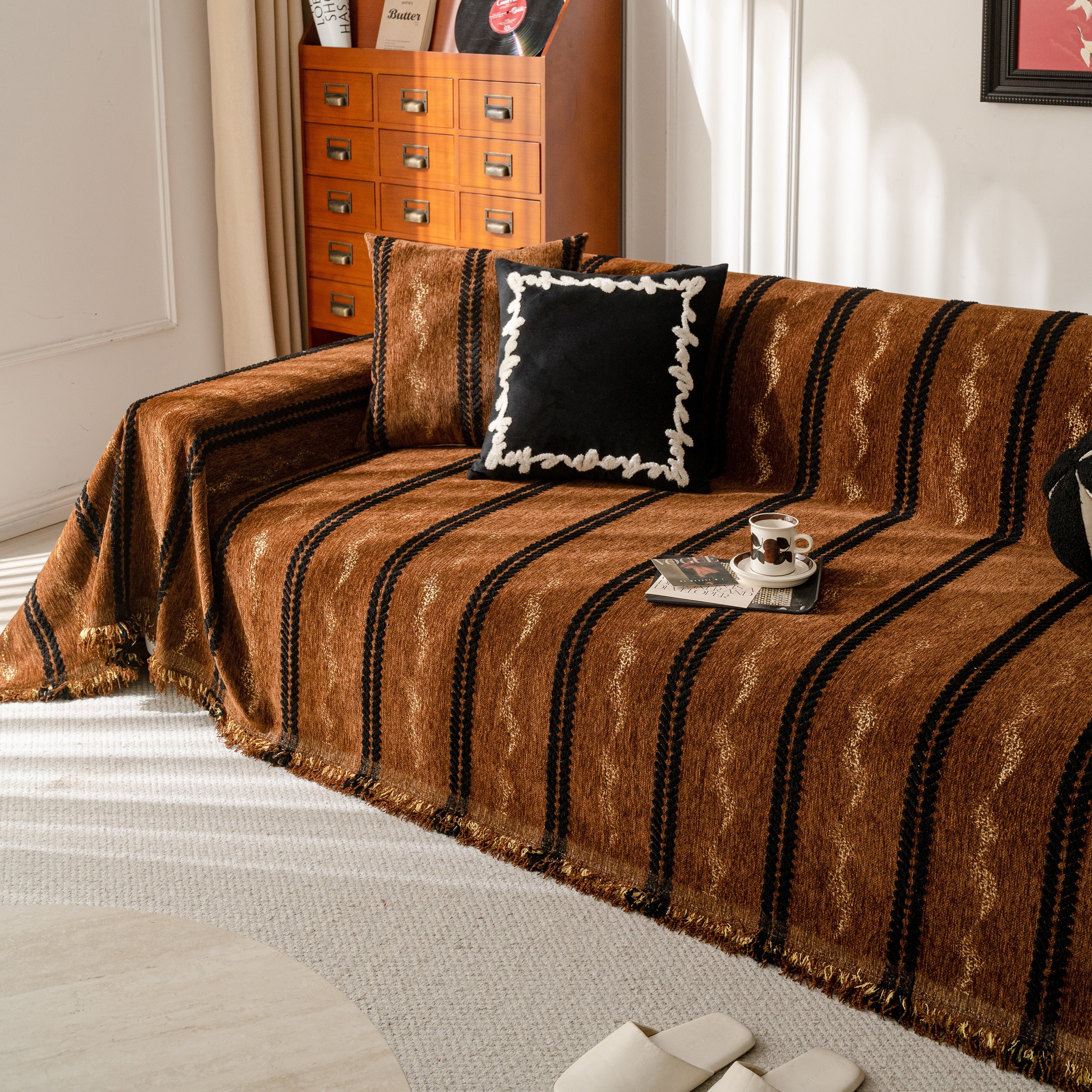 Boho Couch Throw Blanket with Textured Stripes, Sofa Cover for Living Room Decor - Image 103