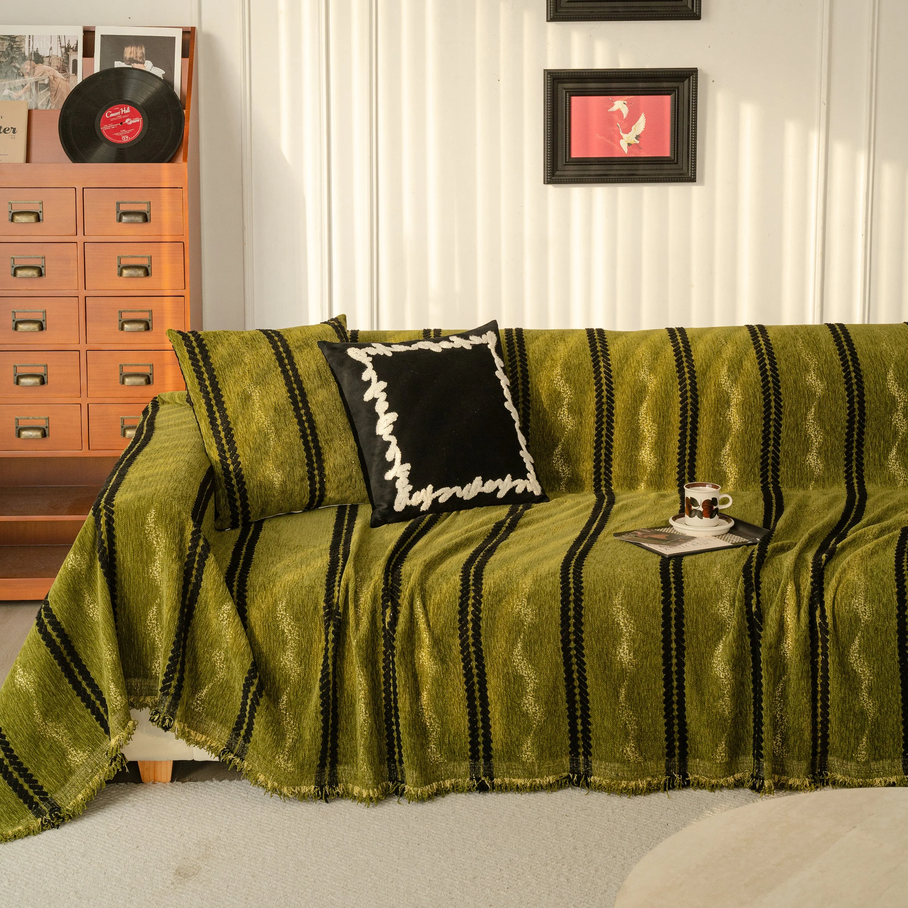Boho Couch Throw Blanket with Textured Stripes, Sofa Cover for Living Room Decor - Image 11