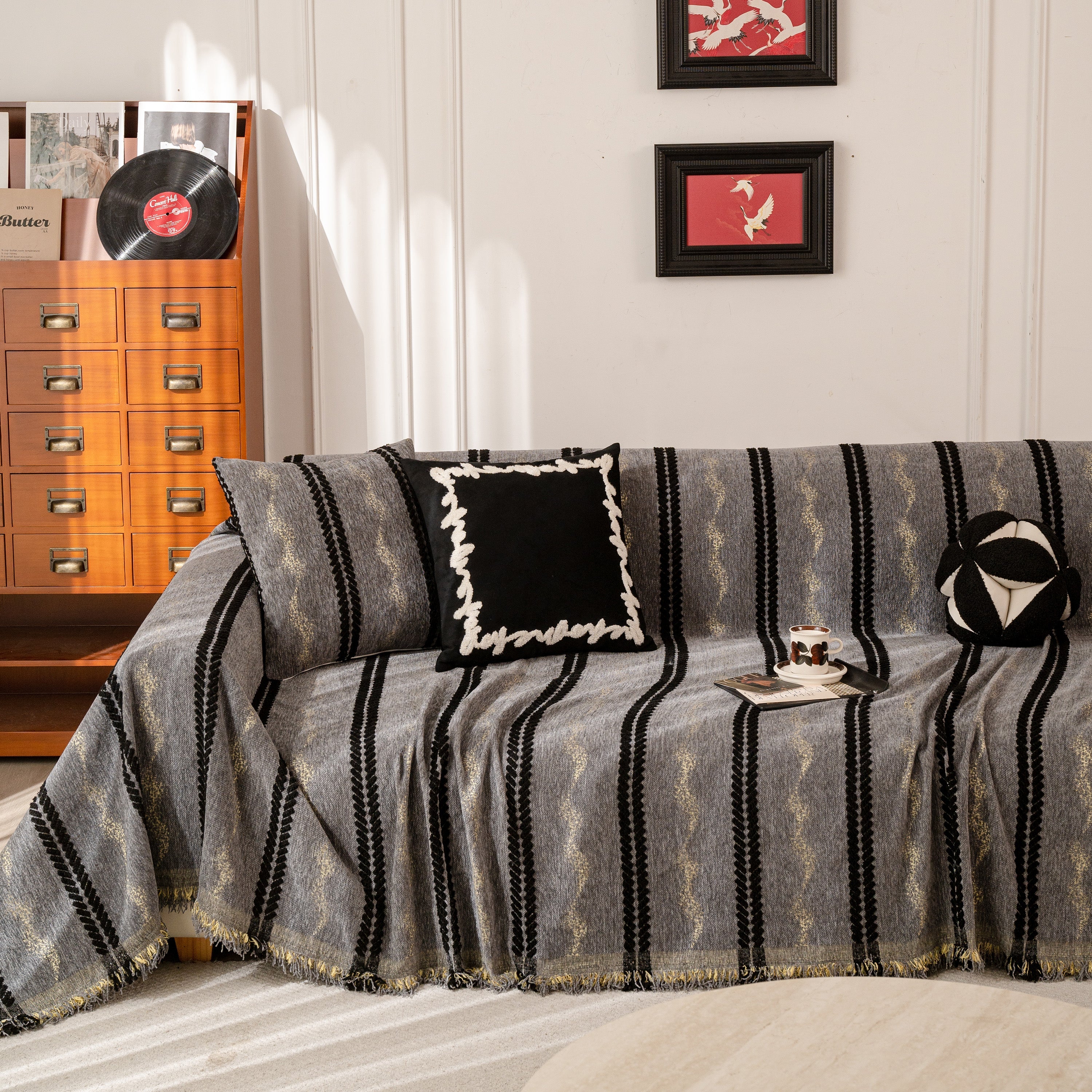 Boho Couch Throw Blanket with Textured Stripes, Sofa Cover for Living Room Decor - Image 115