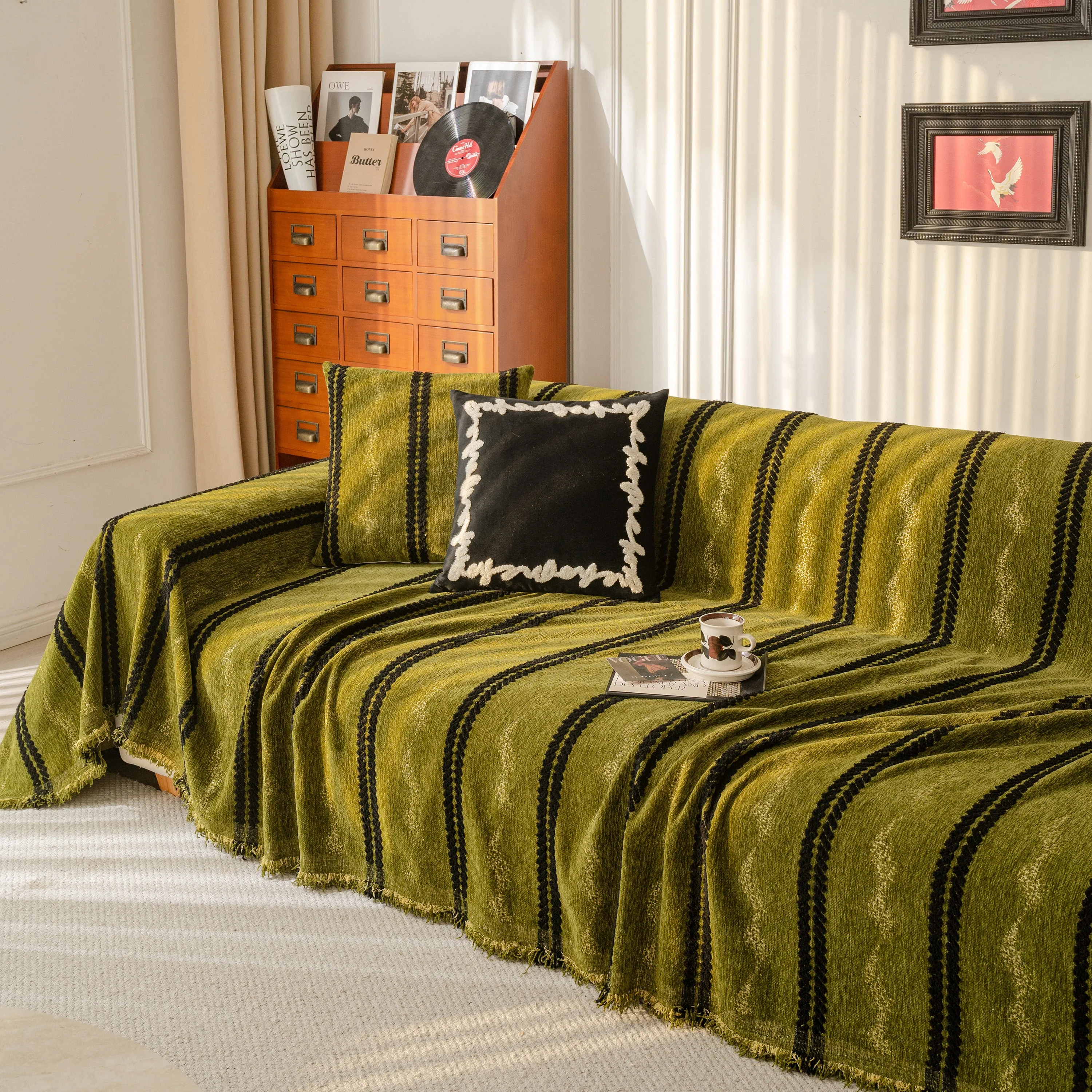Boho Couch Throw Blanket with Textured Stripes, Sofa Cover for Living Room Decor - Image 12