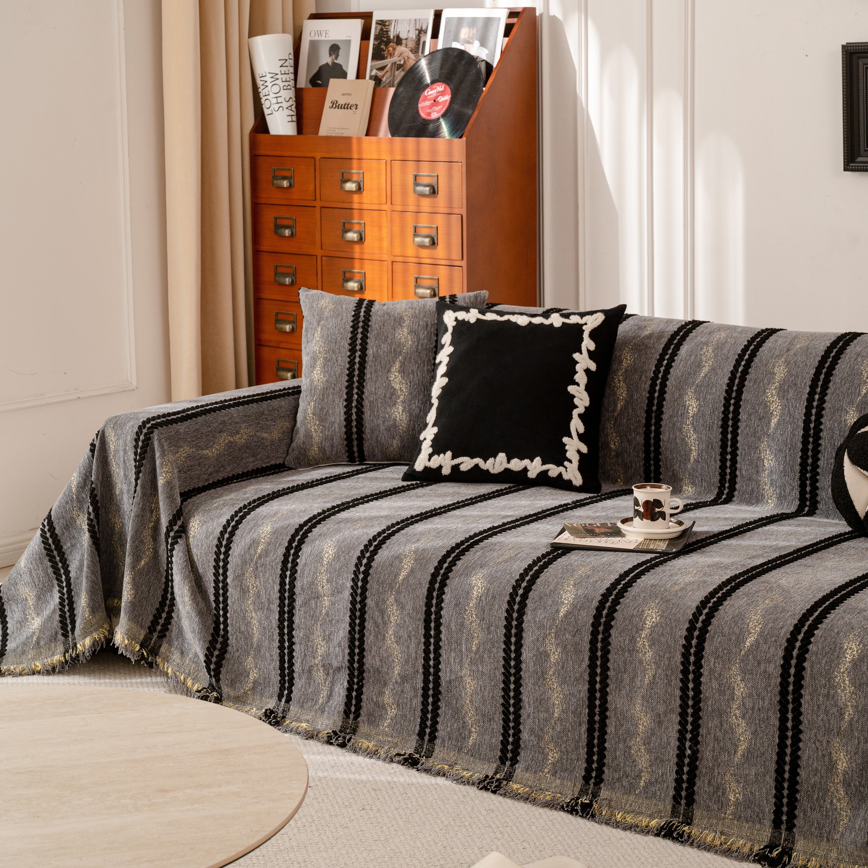 Boho Couch Throw Blanket with Textured Stripes, Sofa Cover for Living Room Decor - Image 120