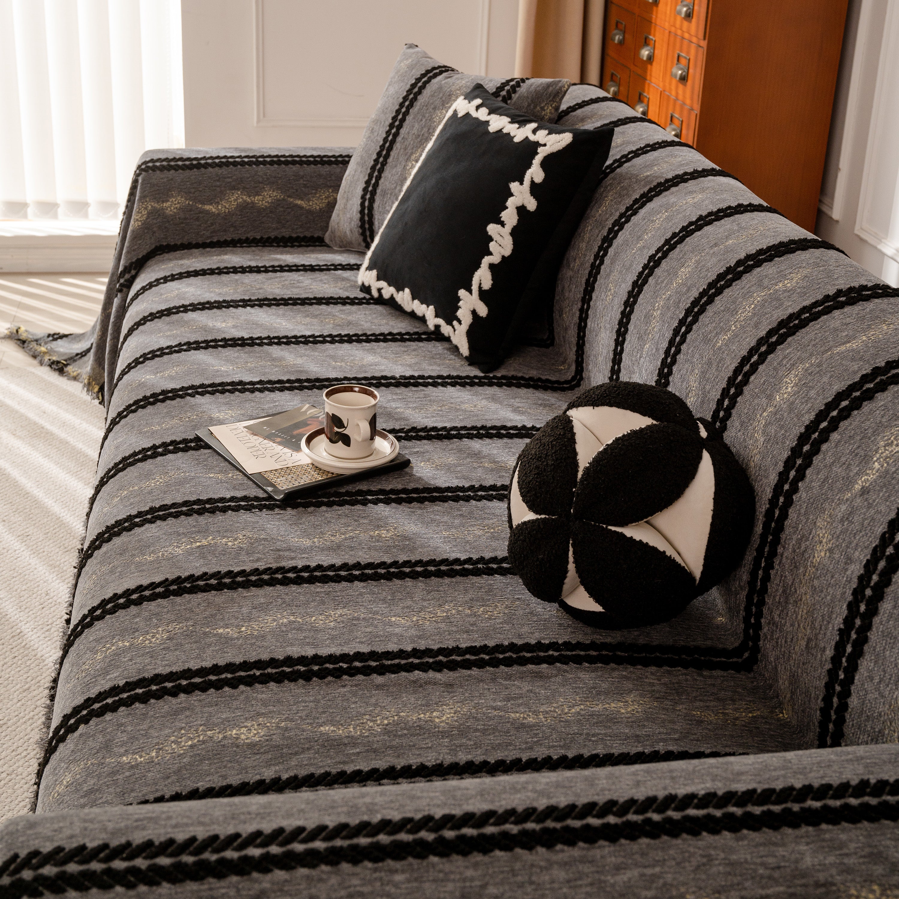 Boho Couch Throw Blanket with Textured Stripes, Sofa Cover for Living Room Decor - Image 121