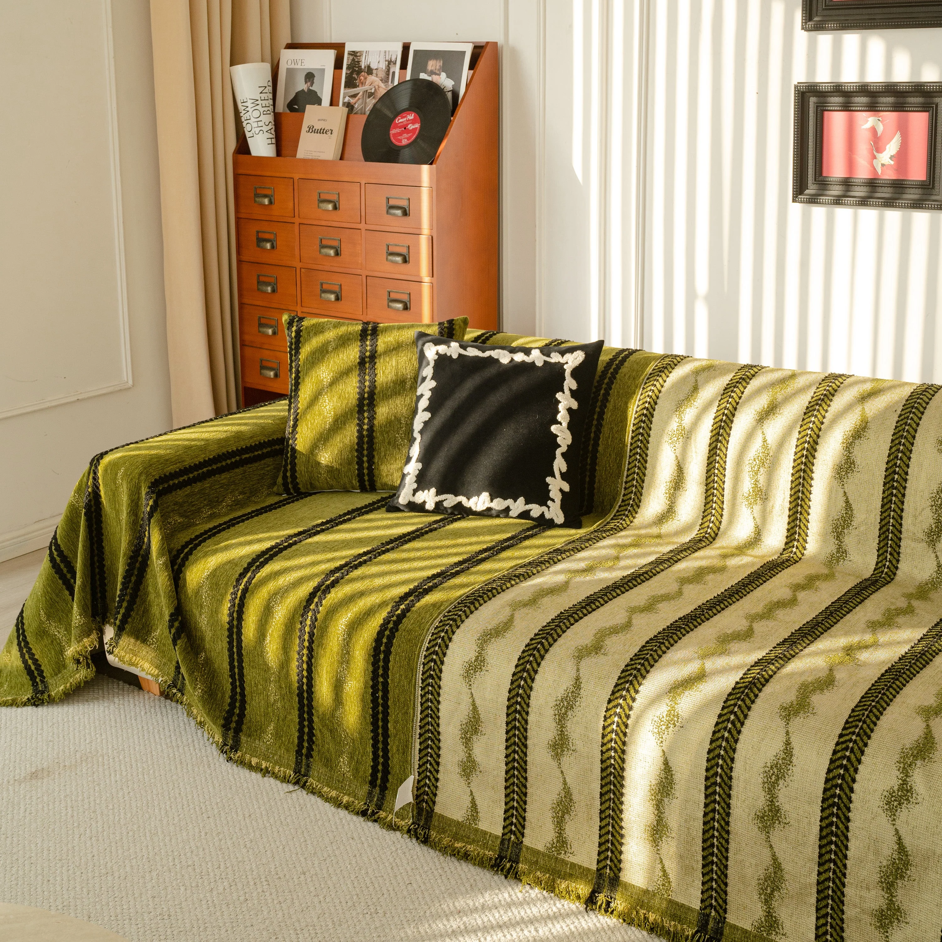 Boho Couch Throw Blanket with Textured Stripes, Sofa Cover for Living Room Decor - Image 14