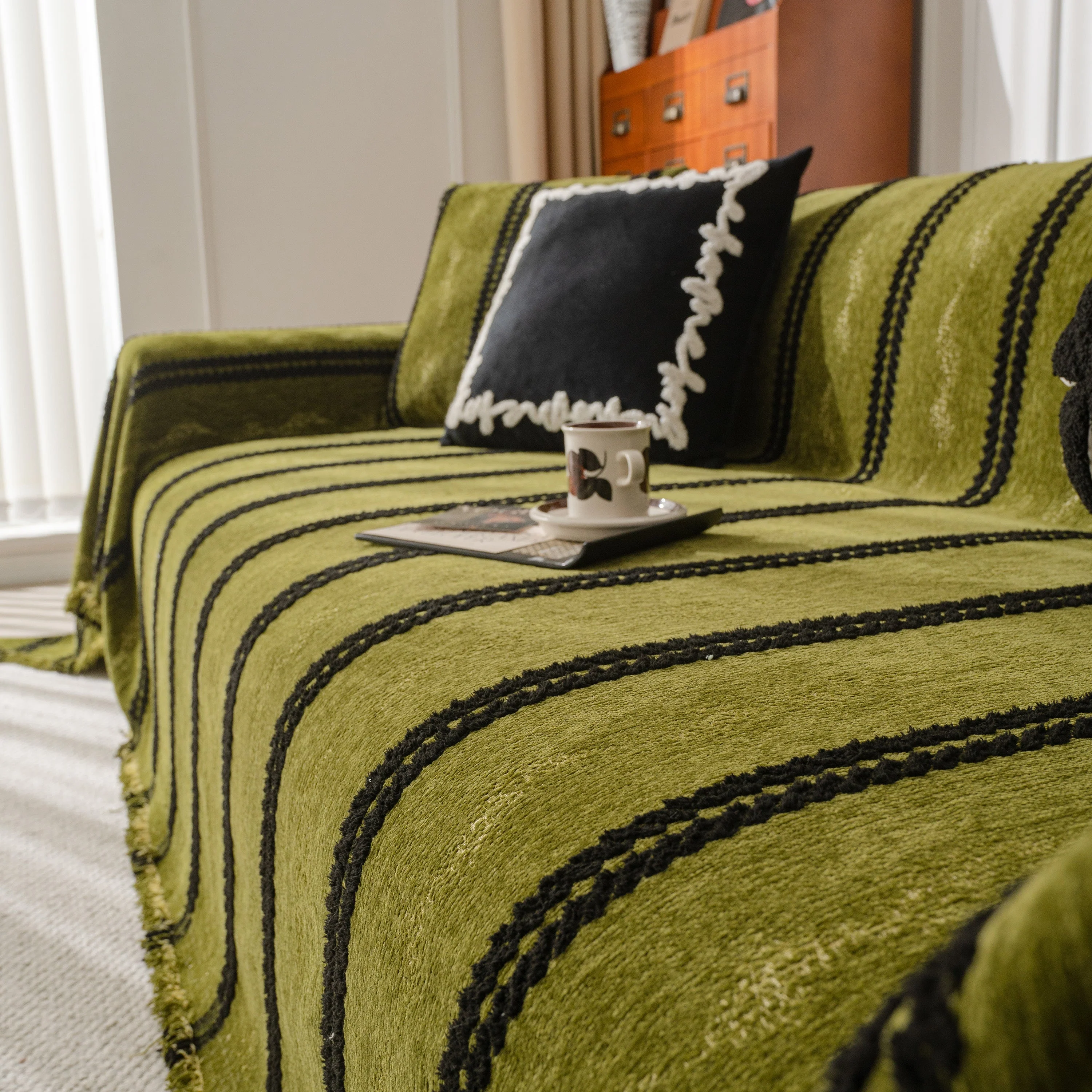 Boho Couch Throw Blanket with Textured Stripes, Sofa Cover for Living Room Decor - Image 17