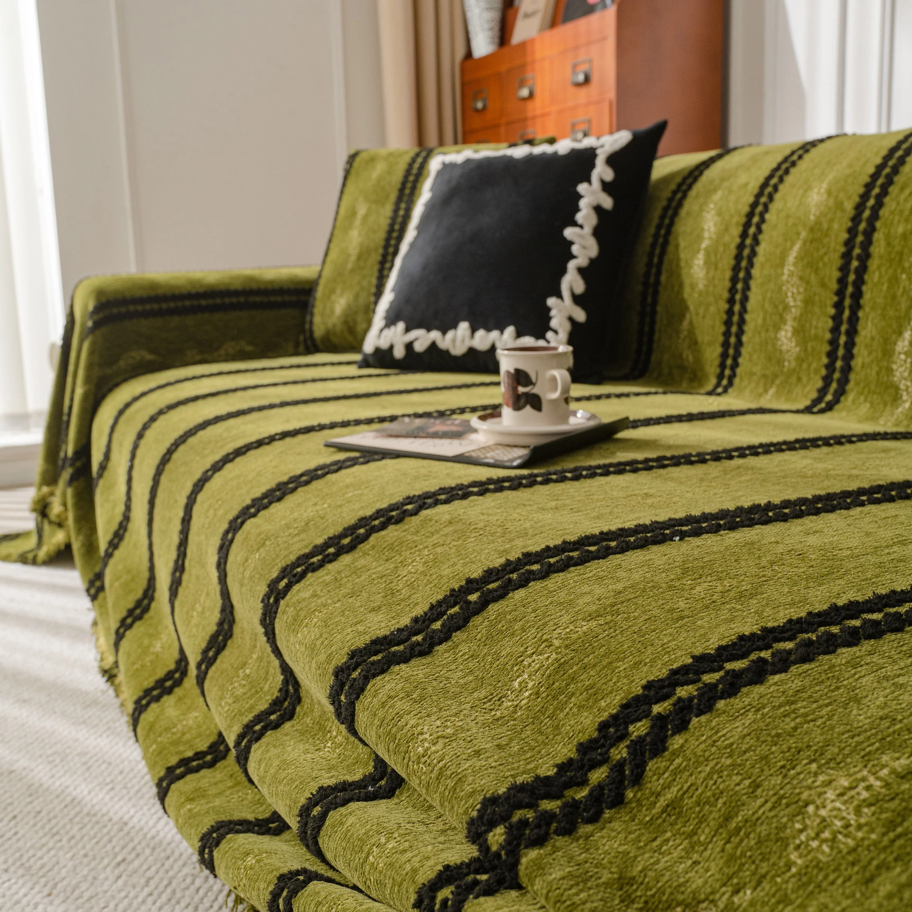 Boho Couch Throw Blanket with Textured Stripes, Sofa Cover for Living Room Decor - Image 18