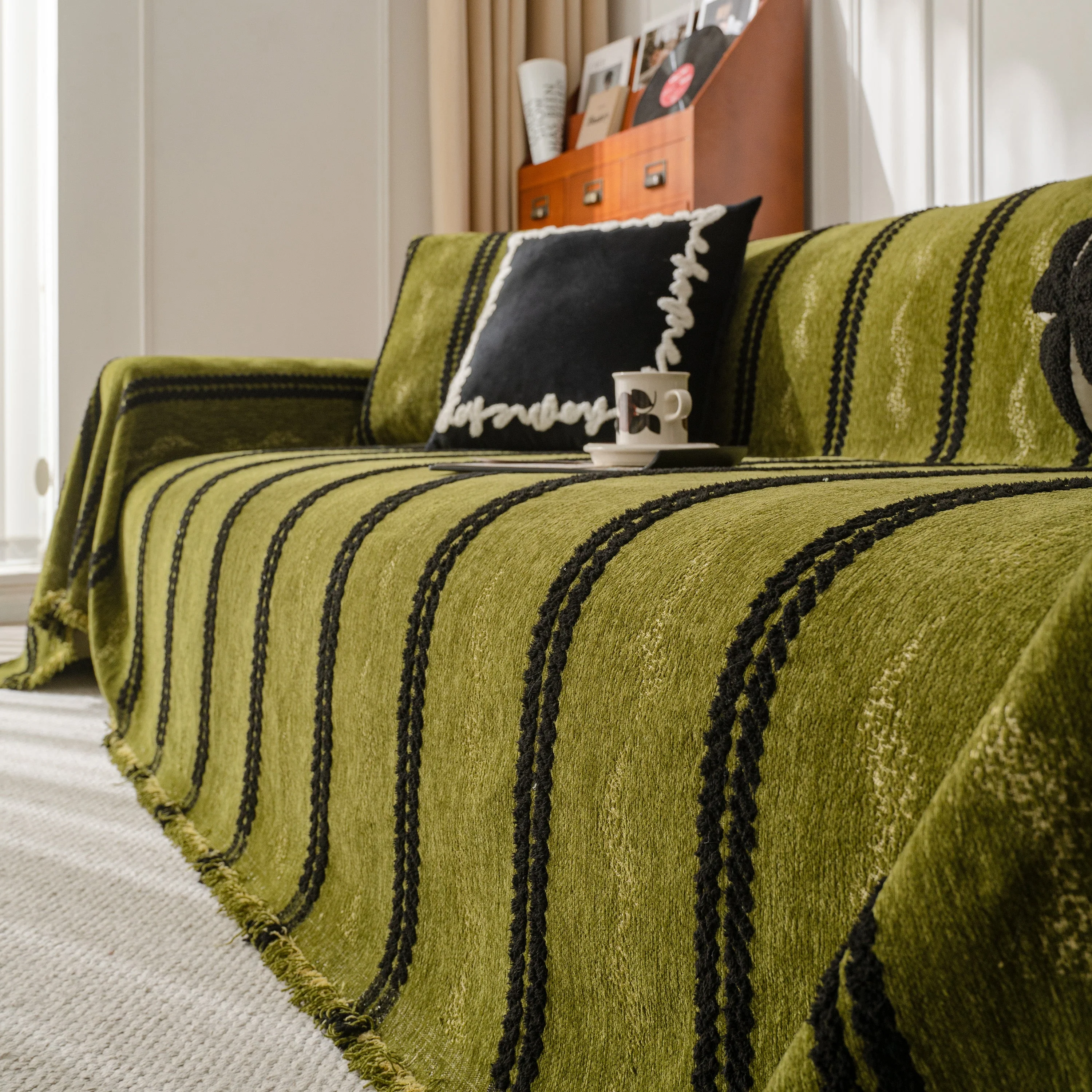 Boho Couch Throw Blanket with Textured Stripes, Sofa Cover for Living Room Decor - Image 19