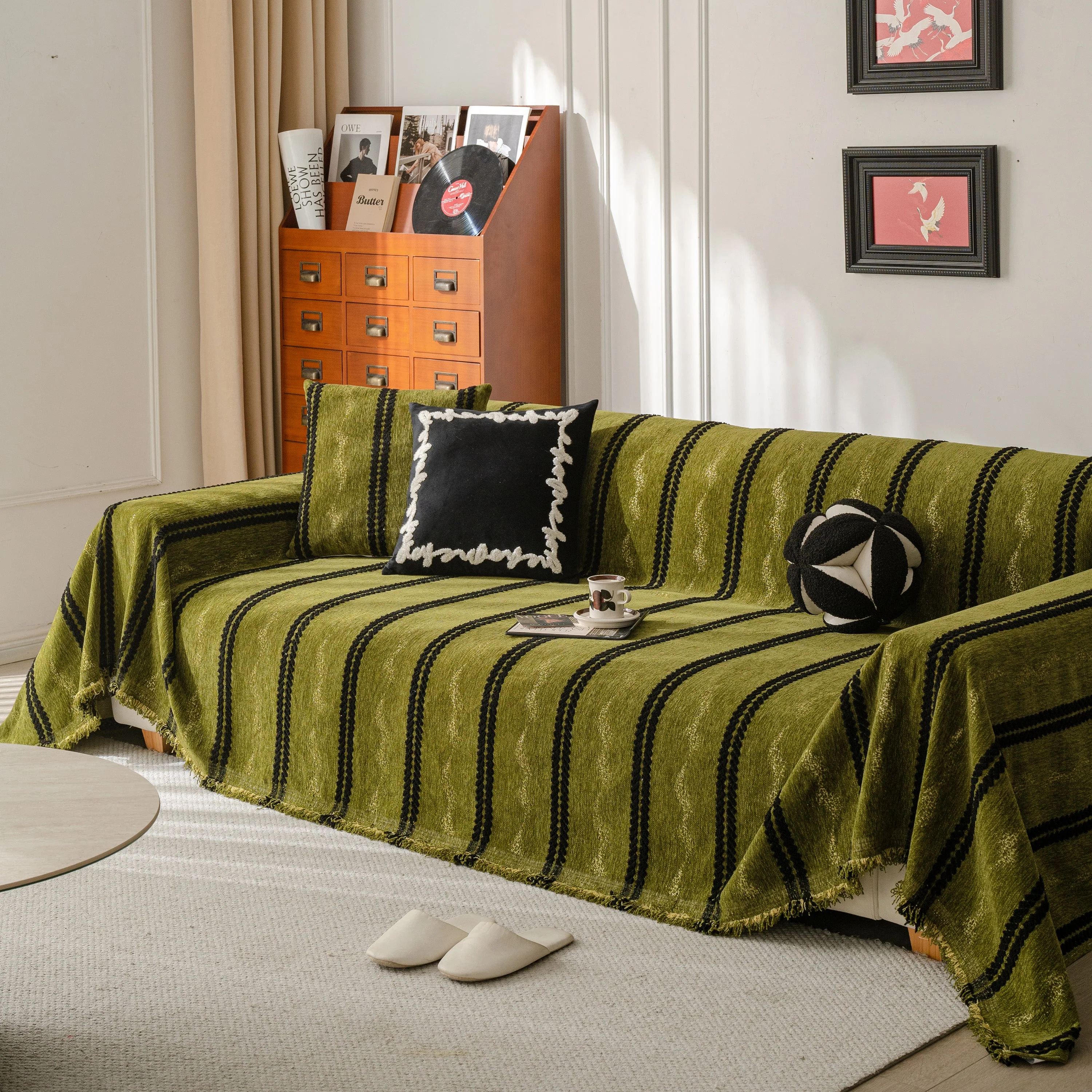 Boho Couch Throw Blanket with Textured Stripes, Sofa Cover for Living Room Decor - Image 2
