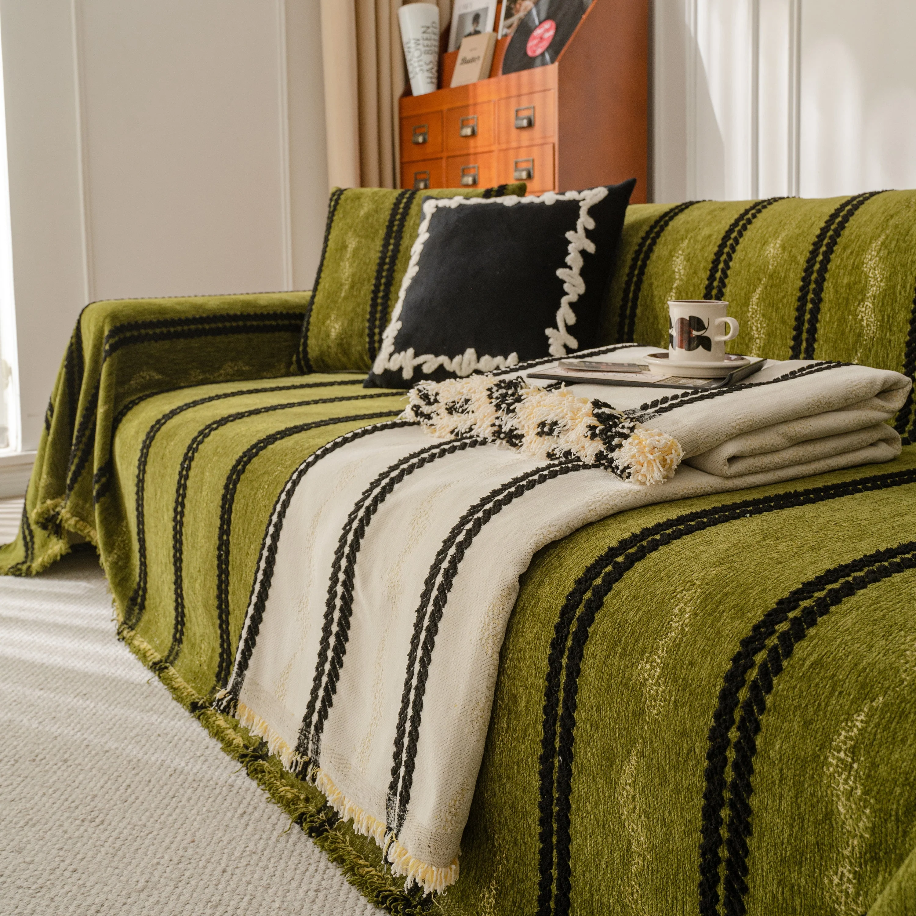 Boho Couch Throw Blanket with Textured Stripes, Sofa Cover for Living Room Decor - Image 21