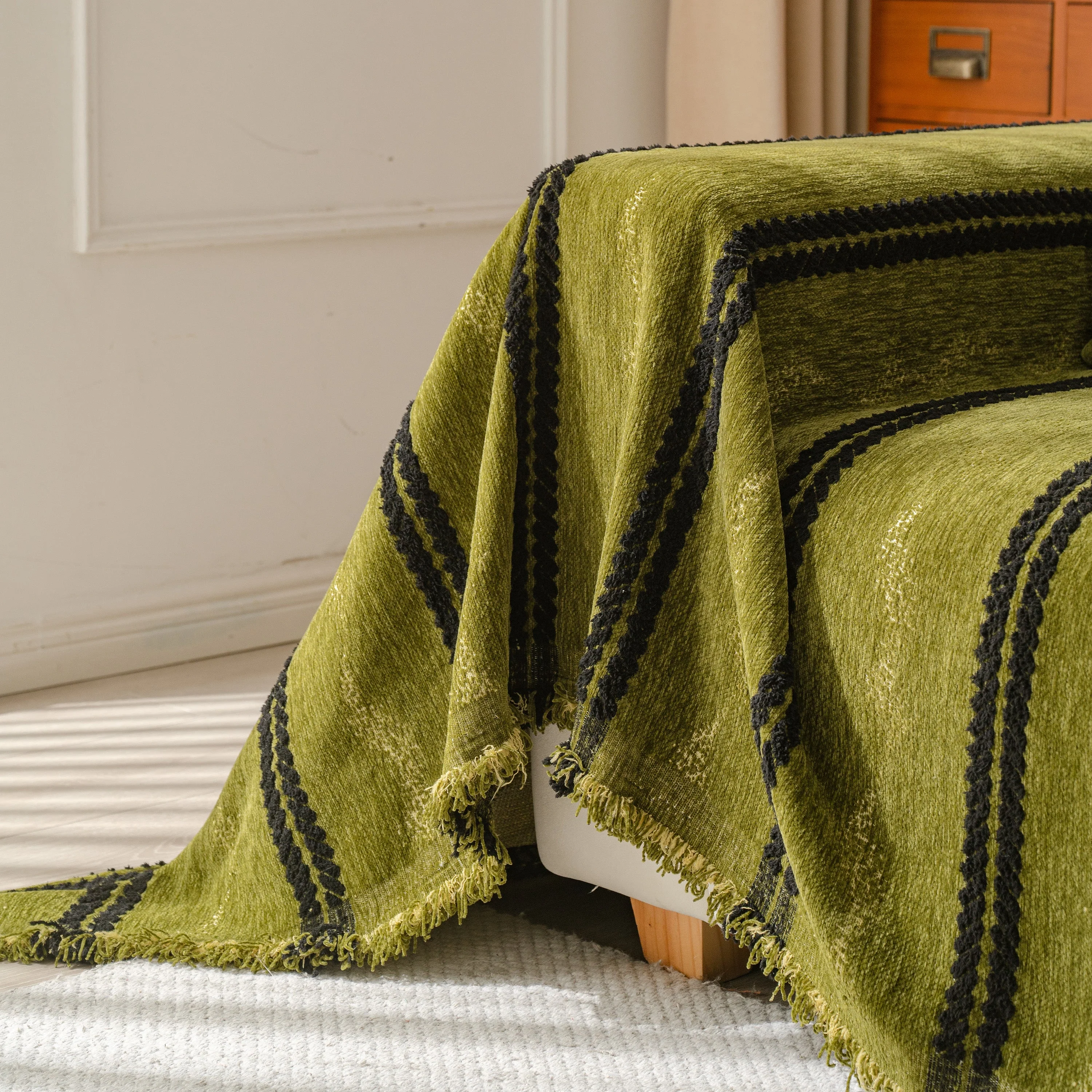 Boho Couch Throw Blanket with Textured Stripes, Sofa Cover for Living Room Decor - Image 22