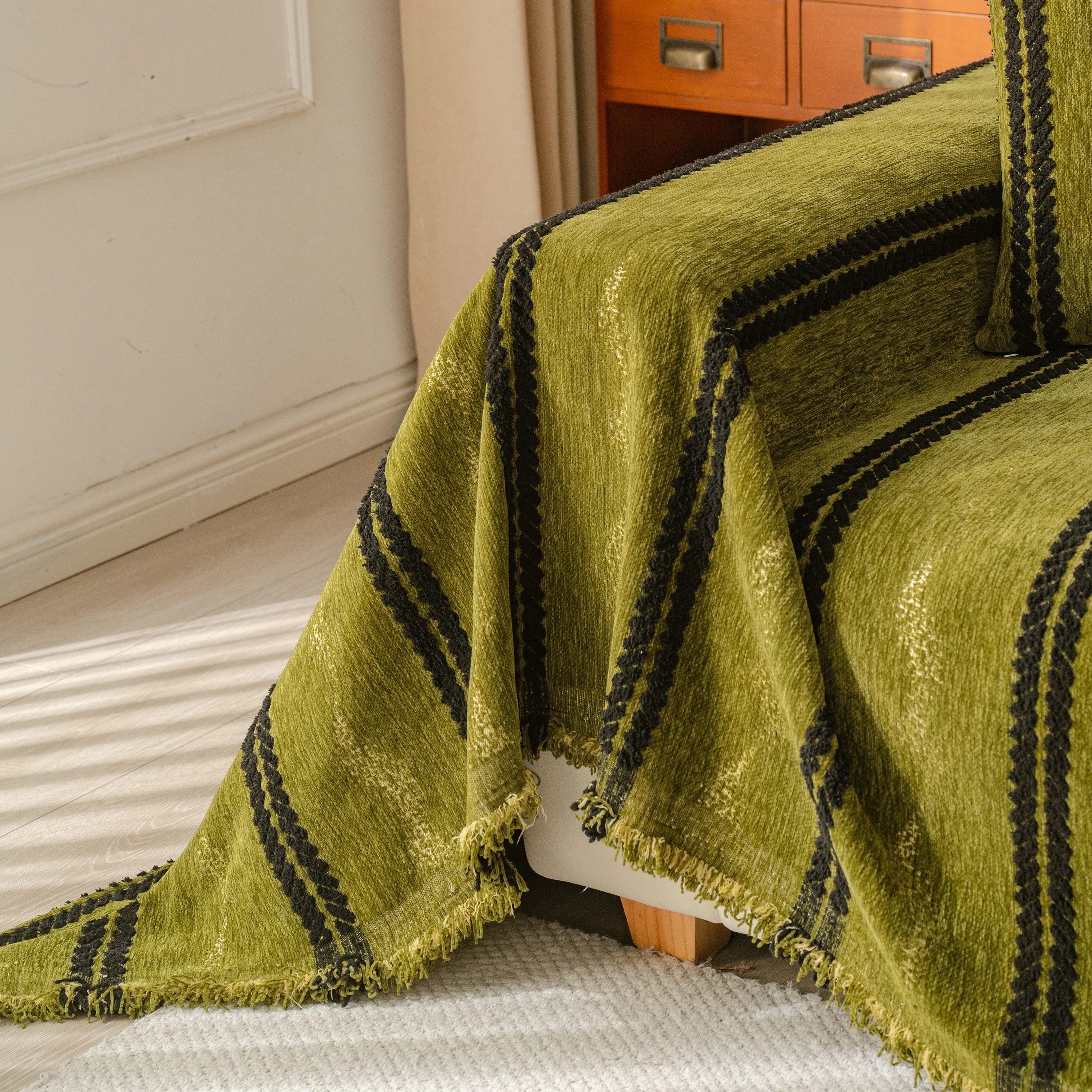 Boho Couch Throw Blanket with Textured Stripes, Sofa Cover for Living Room Decor - Image 23