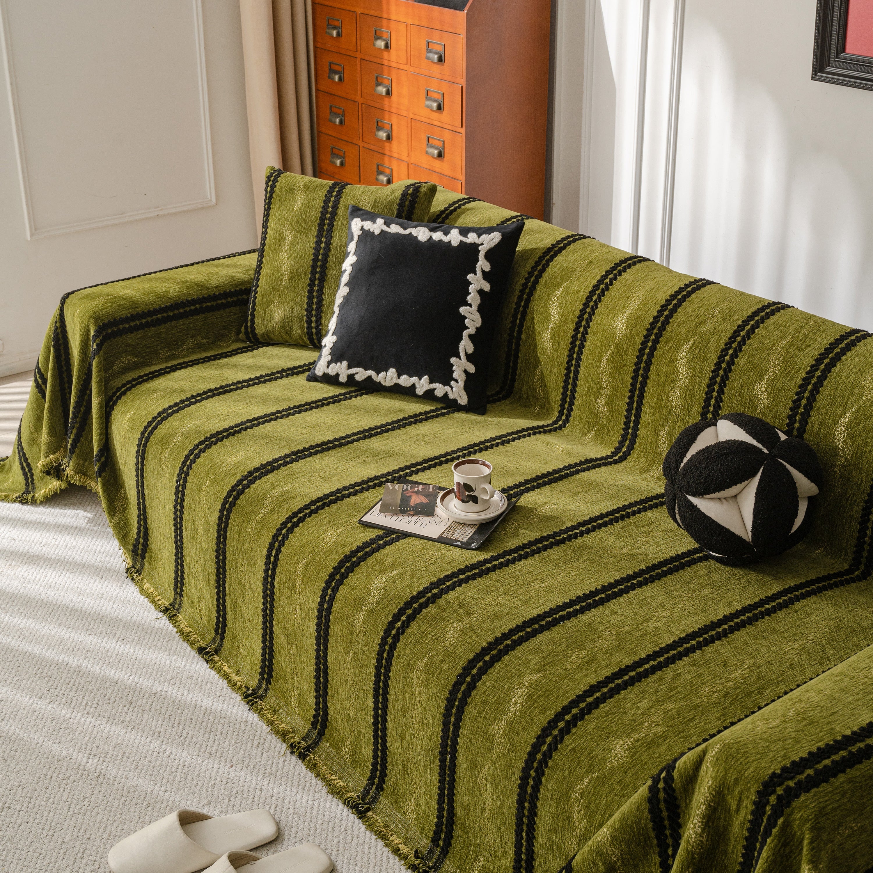Boho Couch Throw Blanket with Textured Stripes, Sofa Cover for Living Room Decor - Image 24