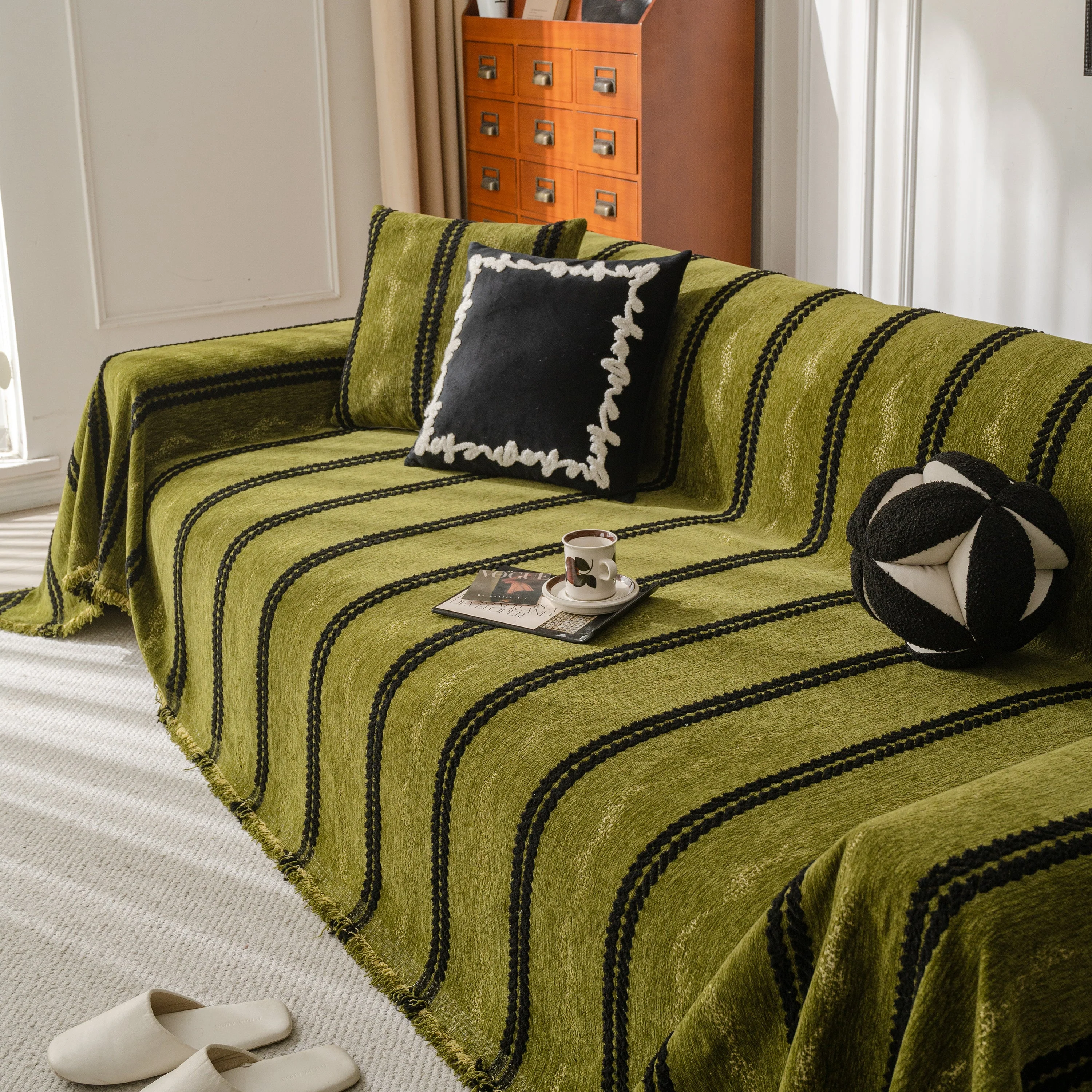 Boho Couch Throw Blanket with Textured Stripes, Sofa Cover for Living Room Decor - Image 27