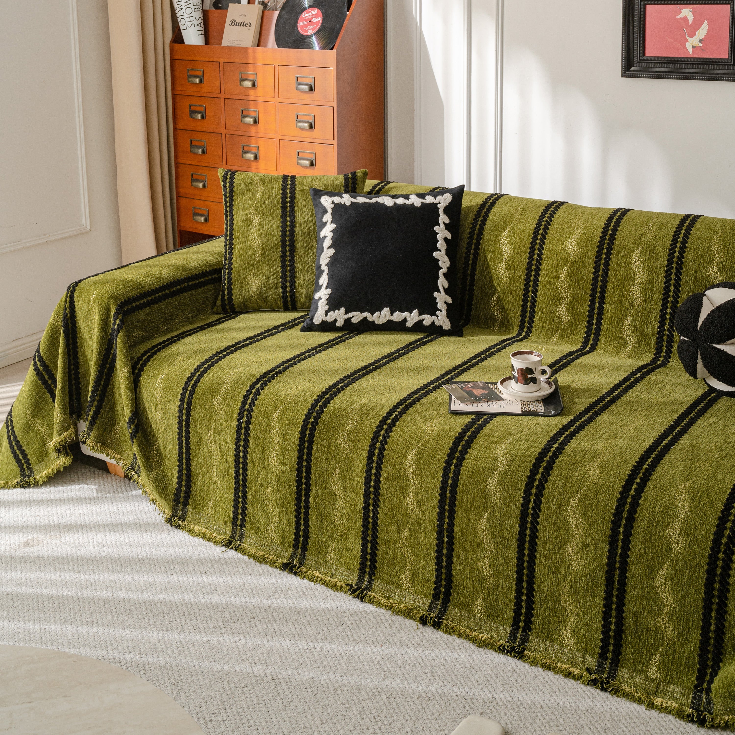 Boho Couch Throw Blanket with Textured Stripes, Sofa Cover for Living Room Decor - Image 28