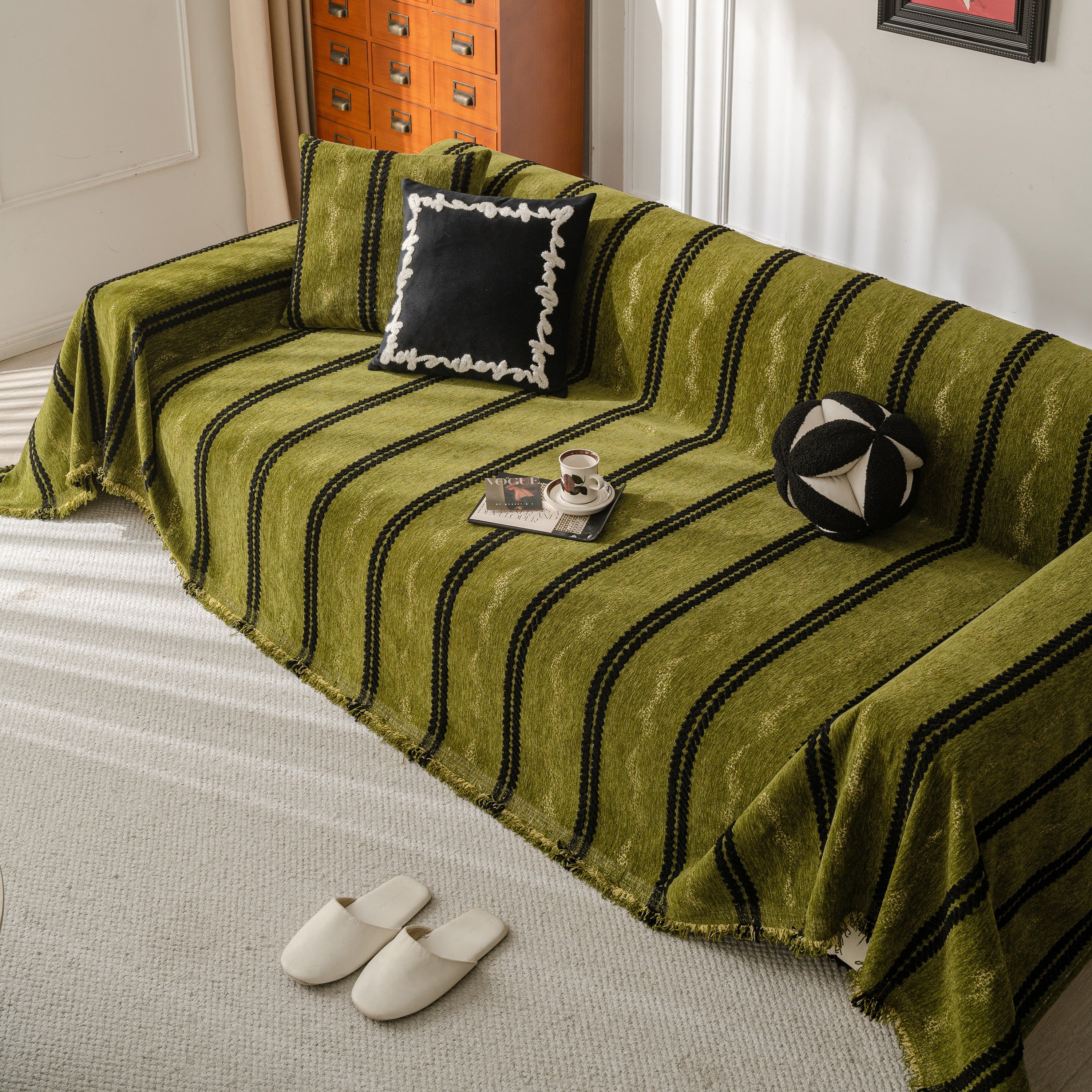 Boho Couch Throw Blanket with Textured Stripes, Sofa Cover for Living Room Decor - Image 29