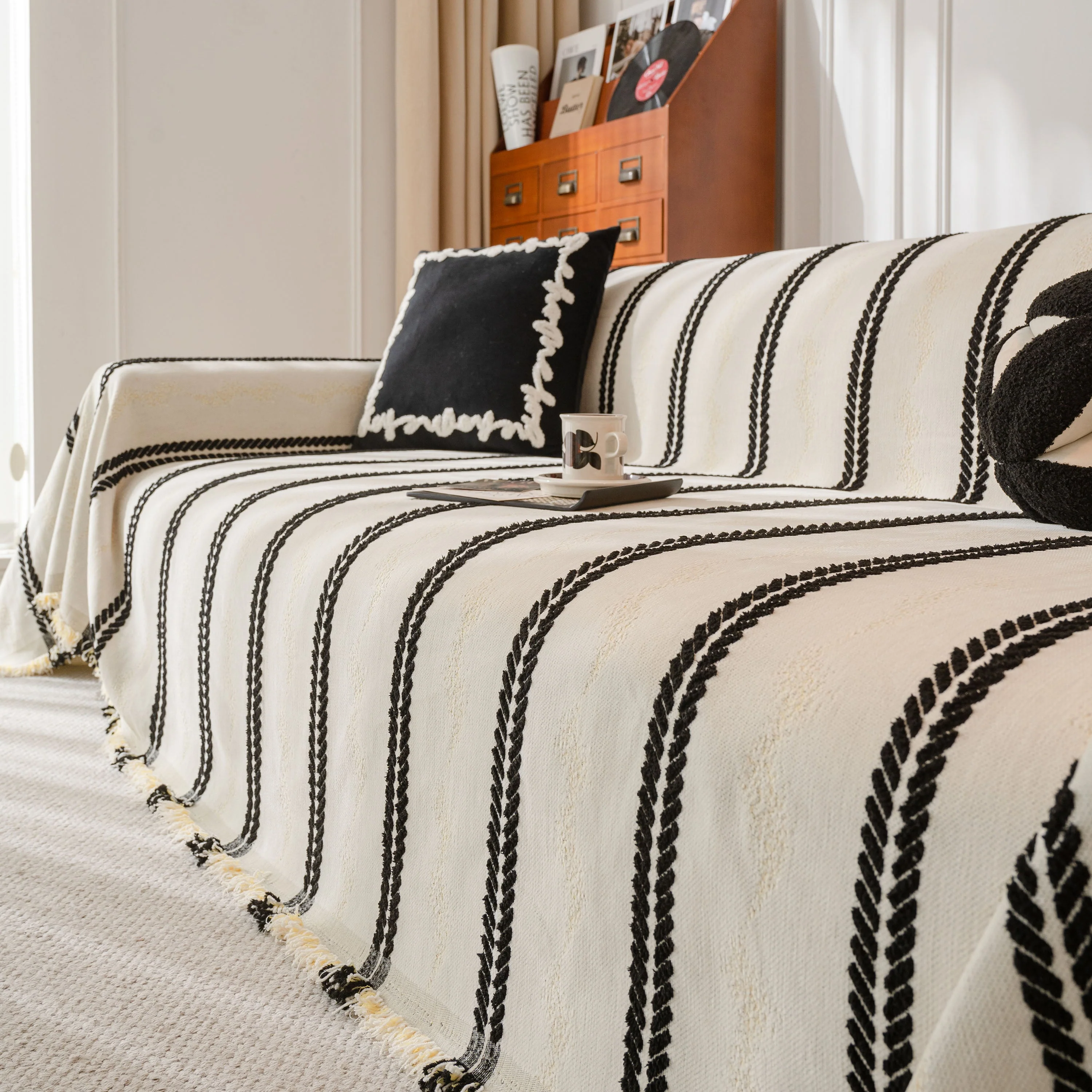 Boho Couch Throw Blanket with Textured Stripes, Sofa Cover for Living Room Decor - Image 30