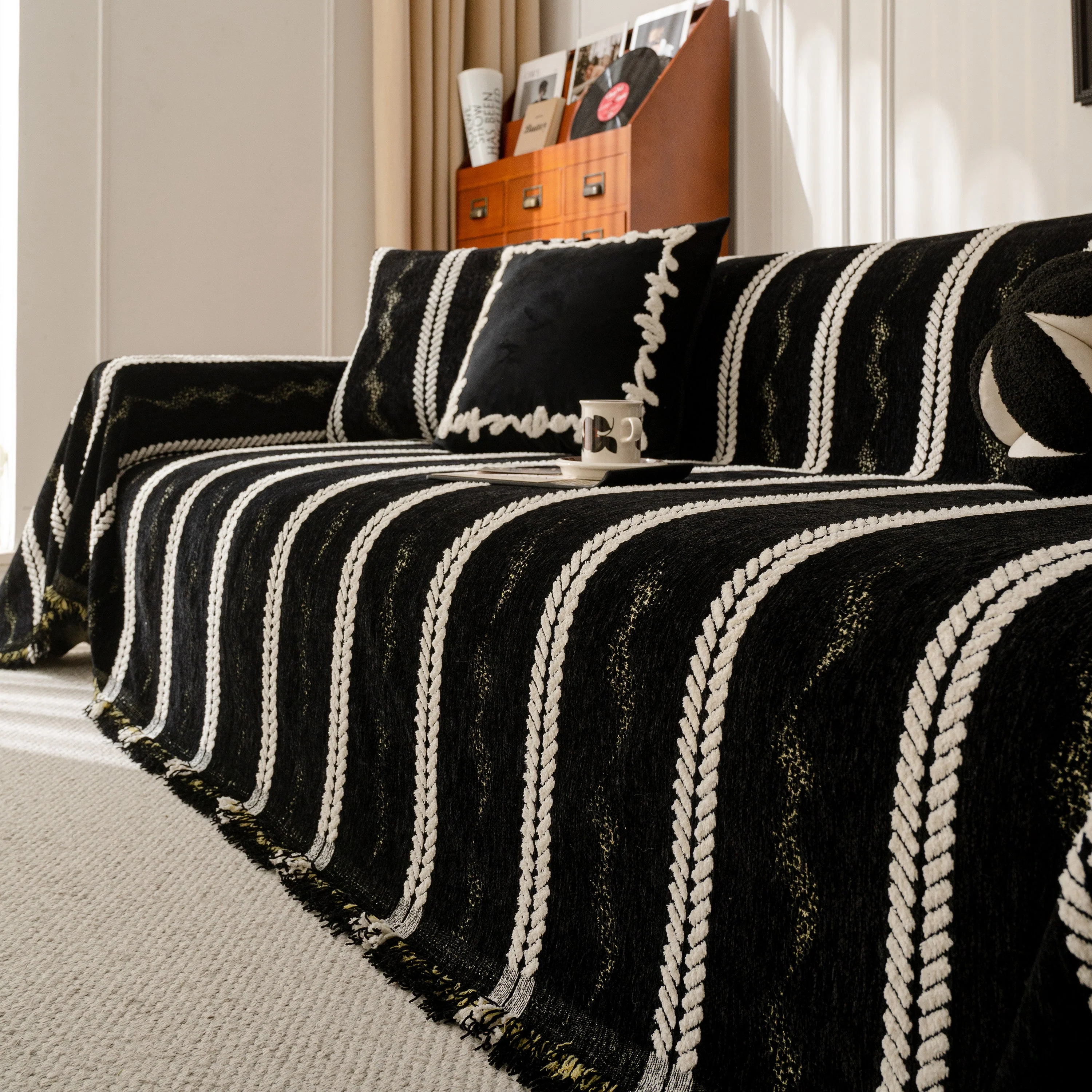 Boho Couch Throw Blanket with Textured Stripes, Sofa Cover for Living Room Decor - Image 31