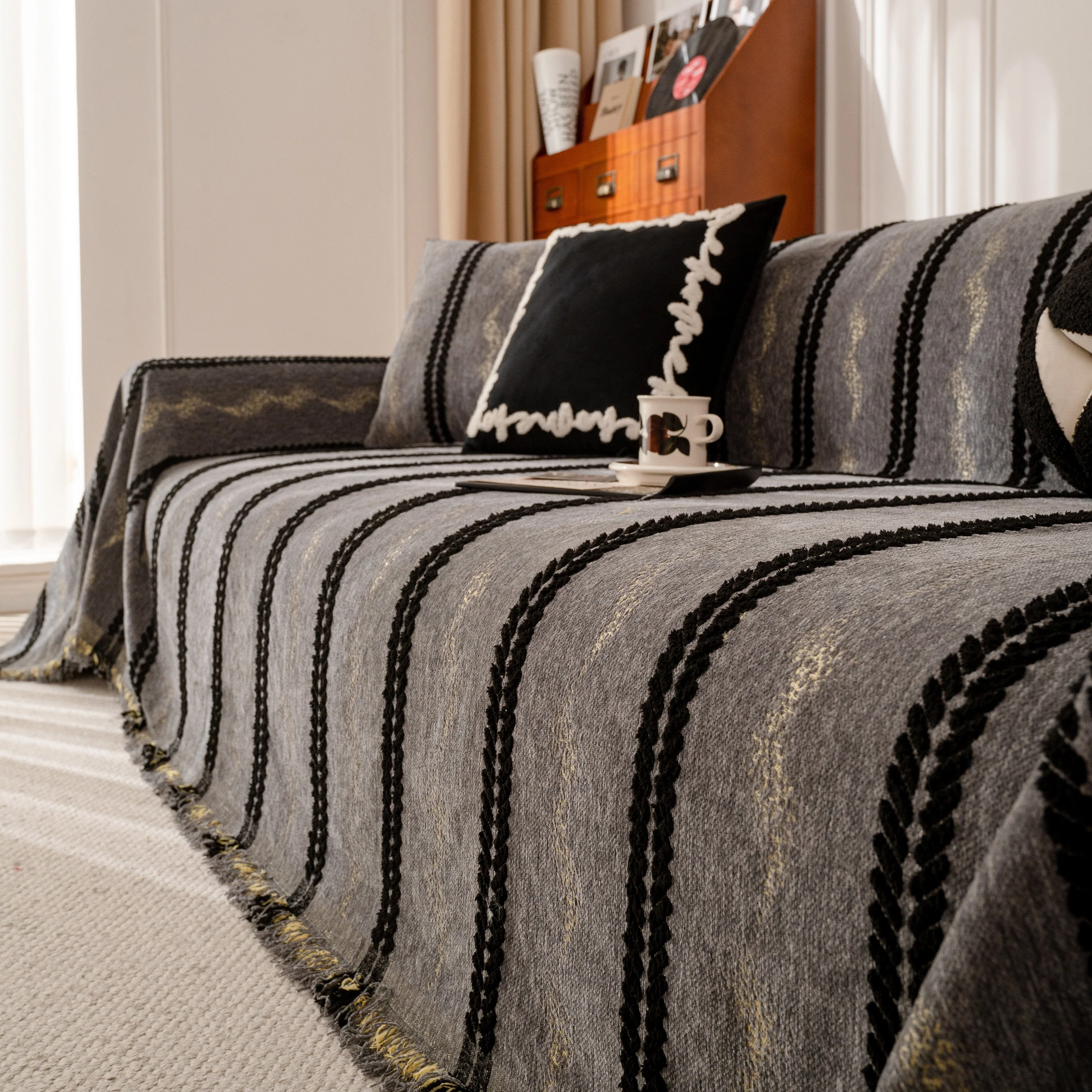 Boho Couch Throw Blanket with Textured Stripes, Sofa Cover for Living Room Decor - Image 32