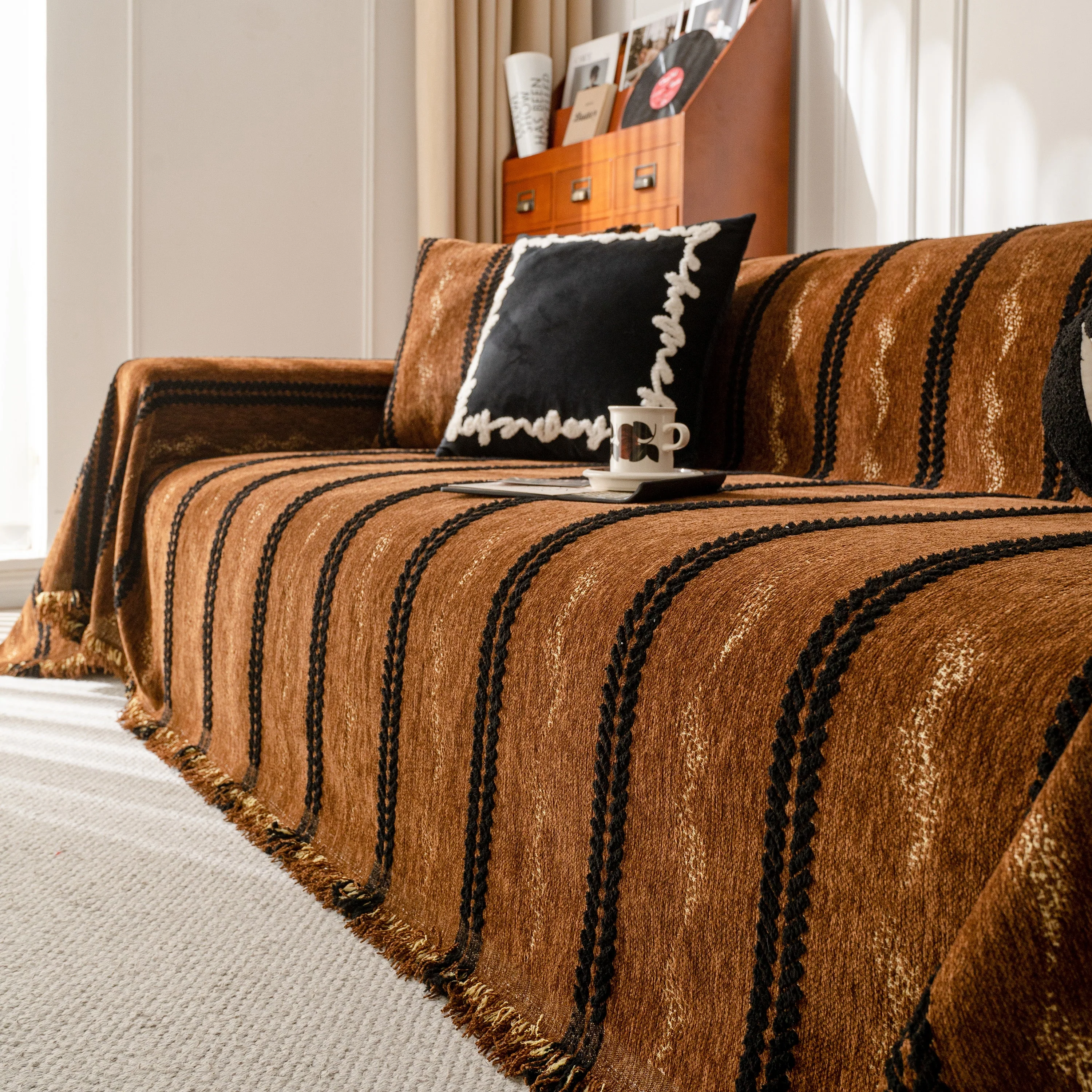 Boho Couch Throw Blanket with Textured Stripes, Sofa Cover for Living Room Decor - Image 33