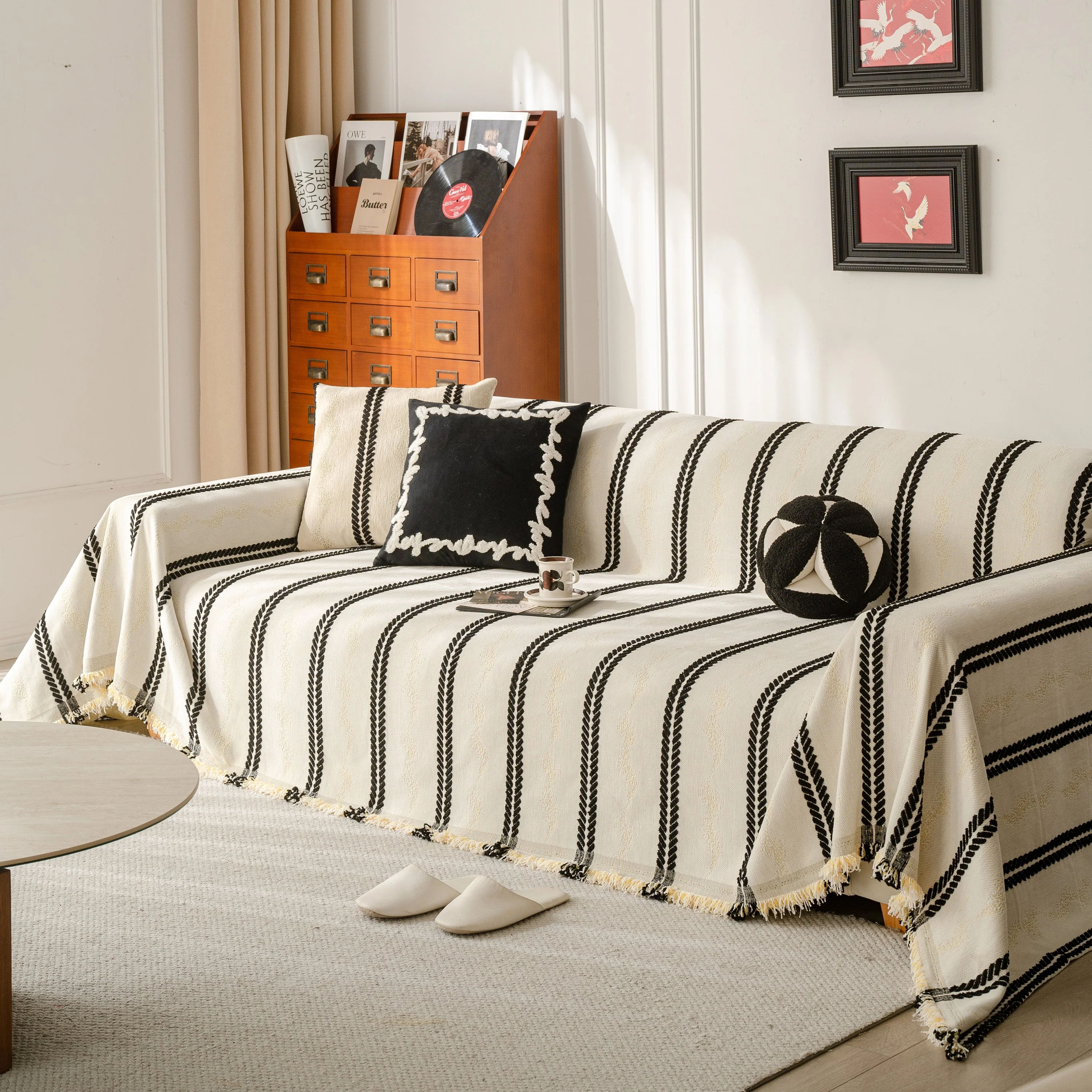Boho Couch Throw Blanket with Textured Stripes, Sofa Cover for Living Room Decor - Image 34