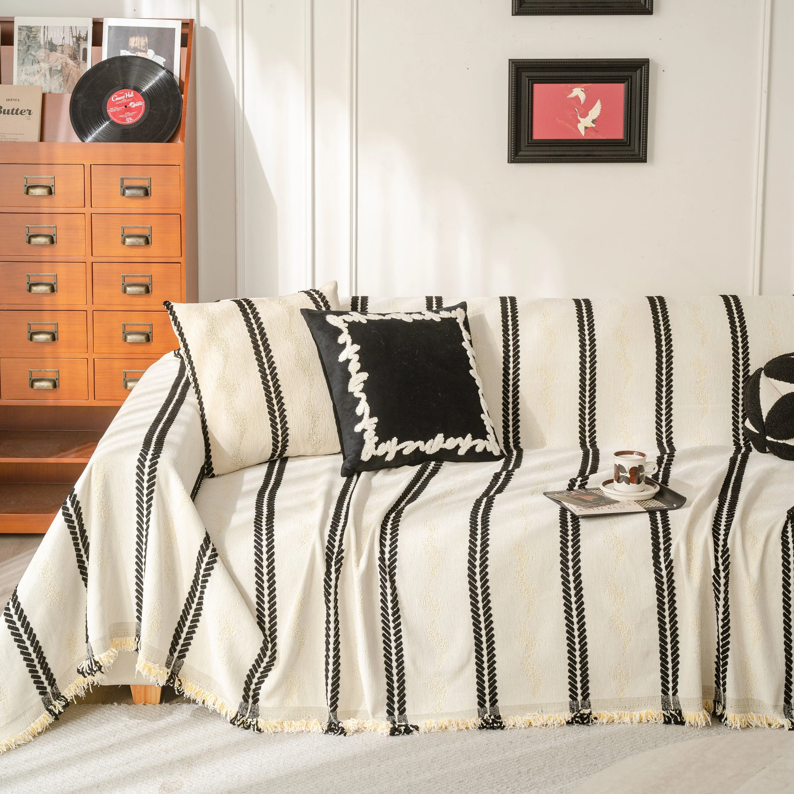 Boho Couch Throw Blanket with Textured Stripes, Sofa Cover for Living Room Decor - Image 41