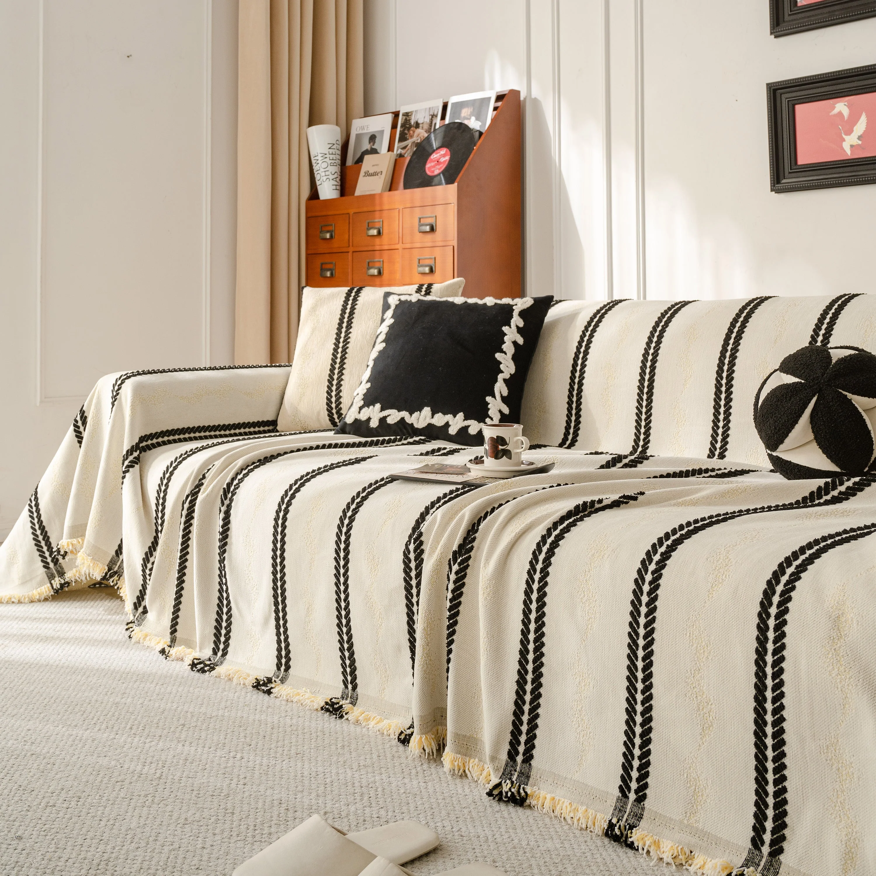 Boho Couch Throw Blanket with Textured Stripes, Sofa Cover for Living Room Decor - Image 42
