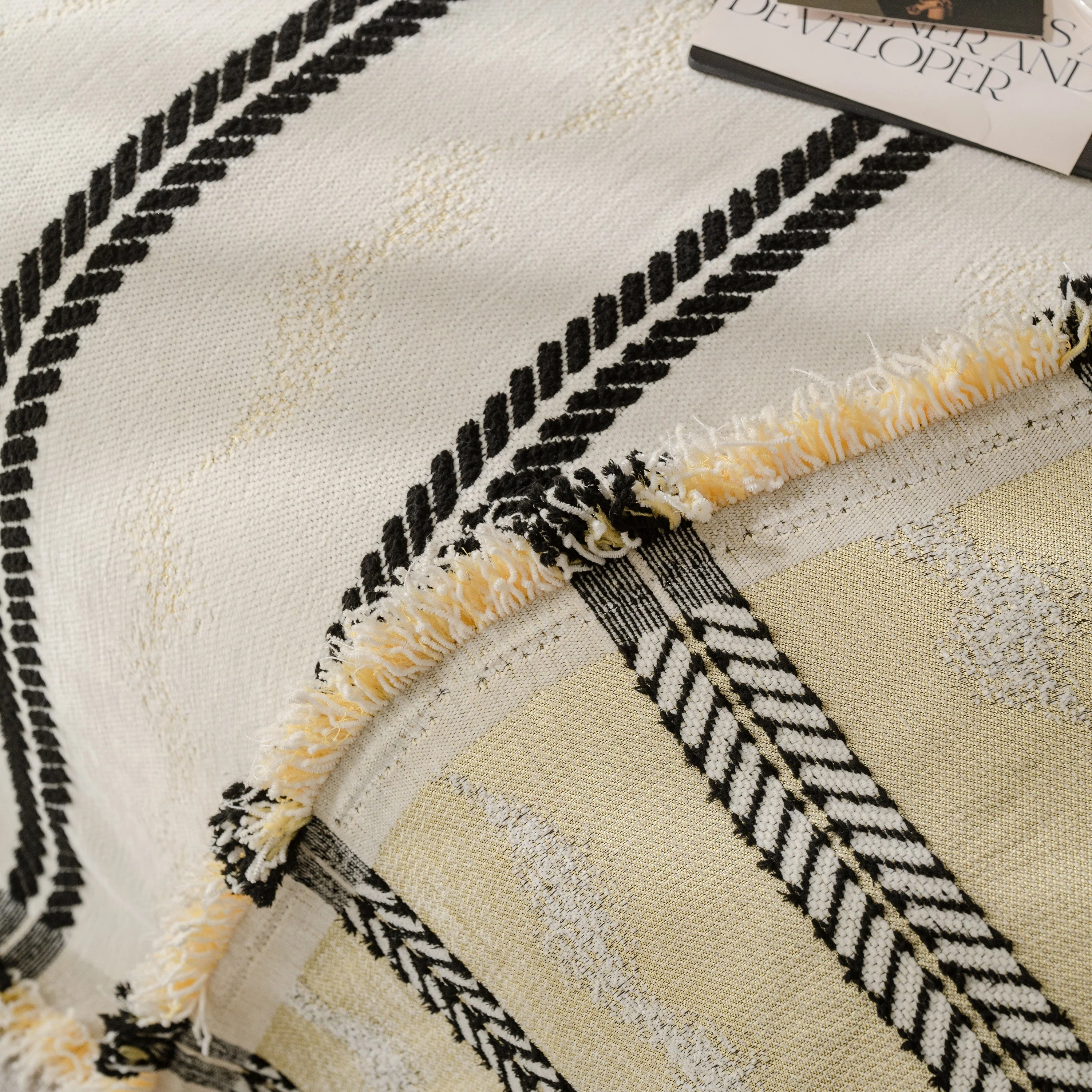 Boho Couch Throw Blanket with Textured Stripes, Sofa Cover for Living Room Decor - Image 45