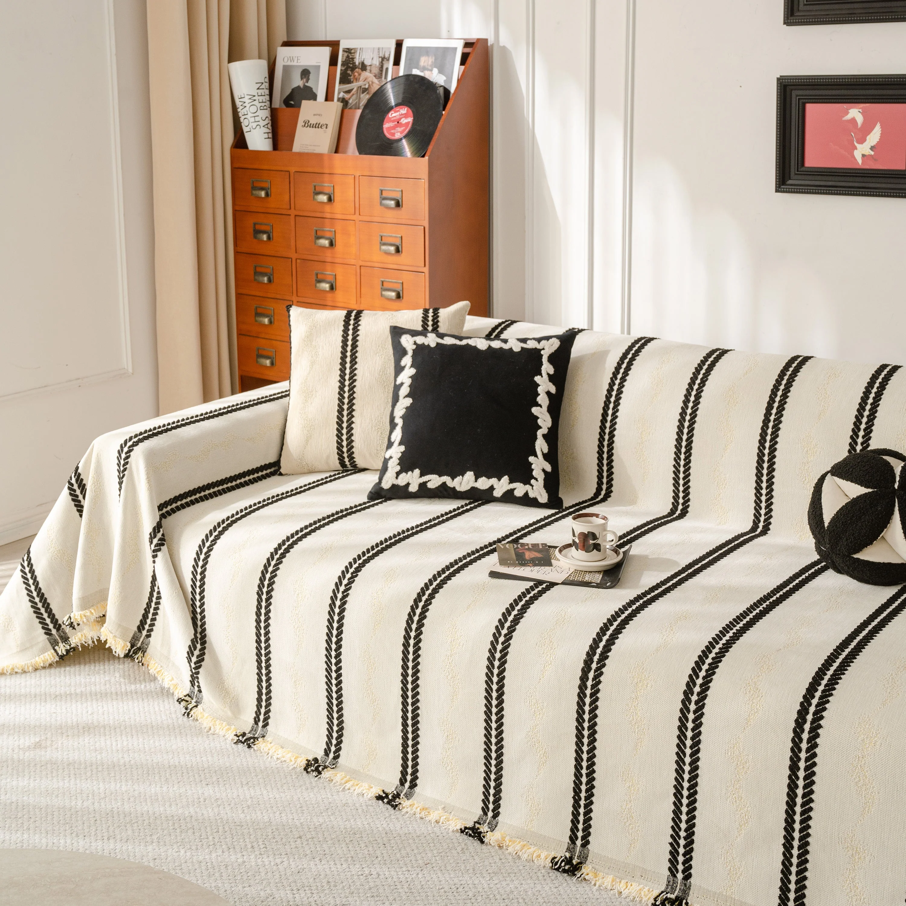 Boho Couch Throw Blanket with Textured Stripes, Sofa Cover for Living Room Decor - Image 51