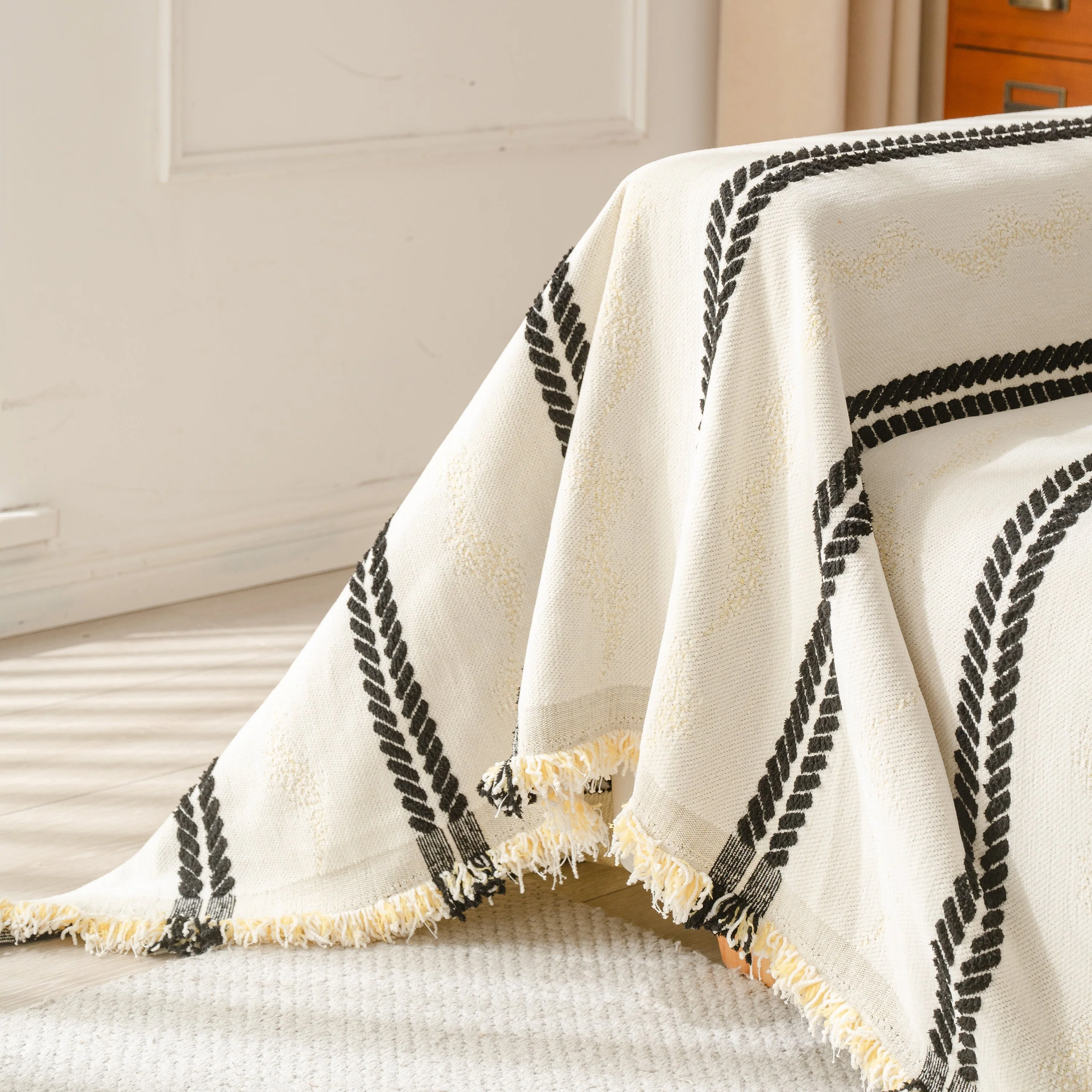 Boho Couch Throw Blanket with Textured Stripes, Sofa Cover for Living Room Decor - Image 52
