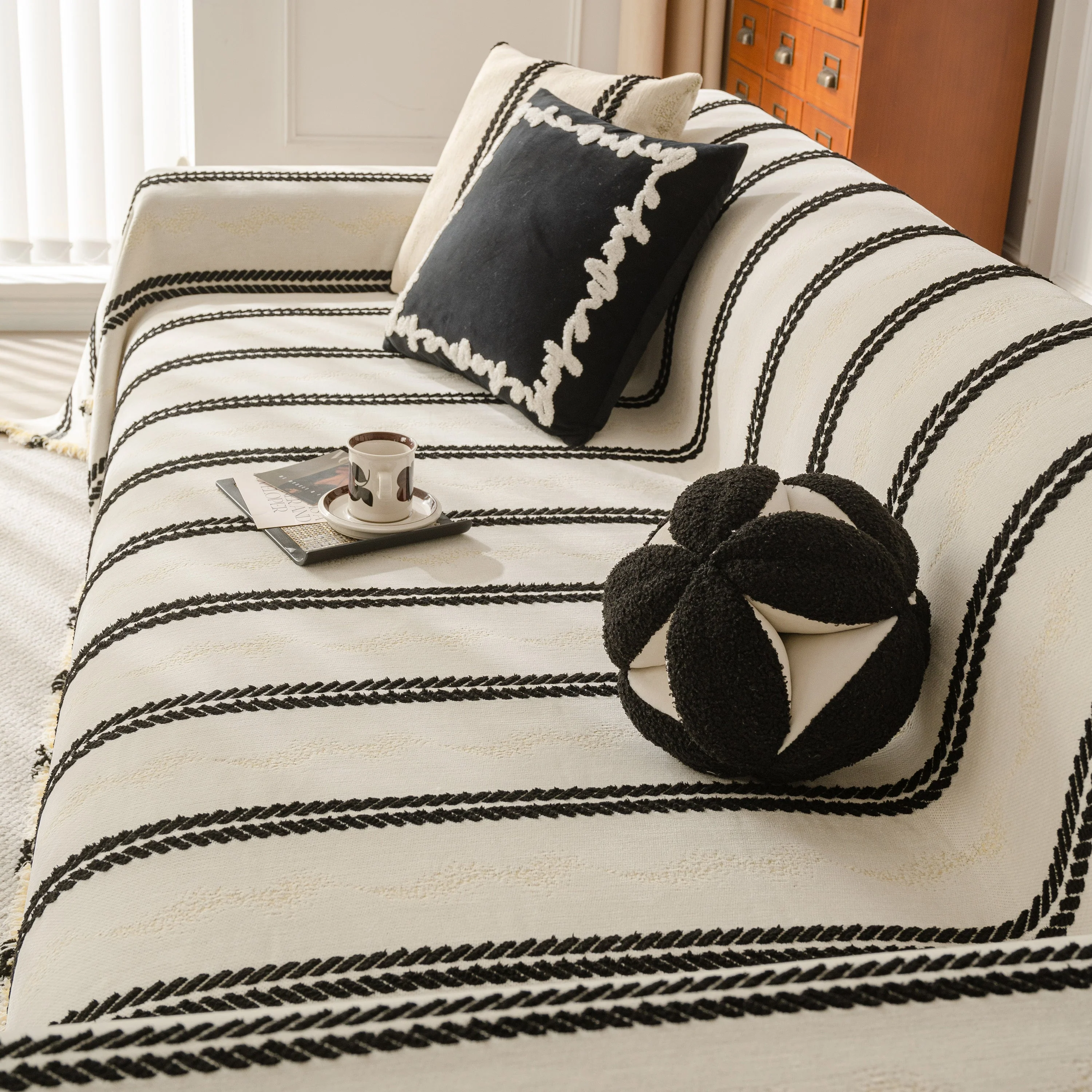 Boho Couch Throw Blanket with Textured Stripes, Sofa Cover for Living Room Decor - Image 54