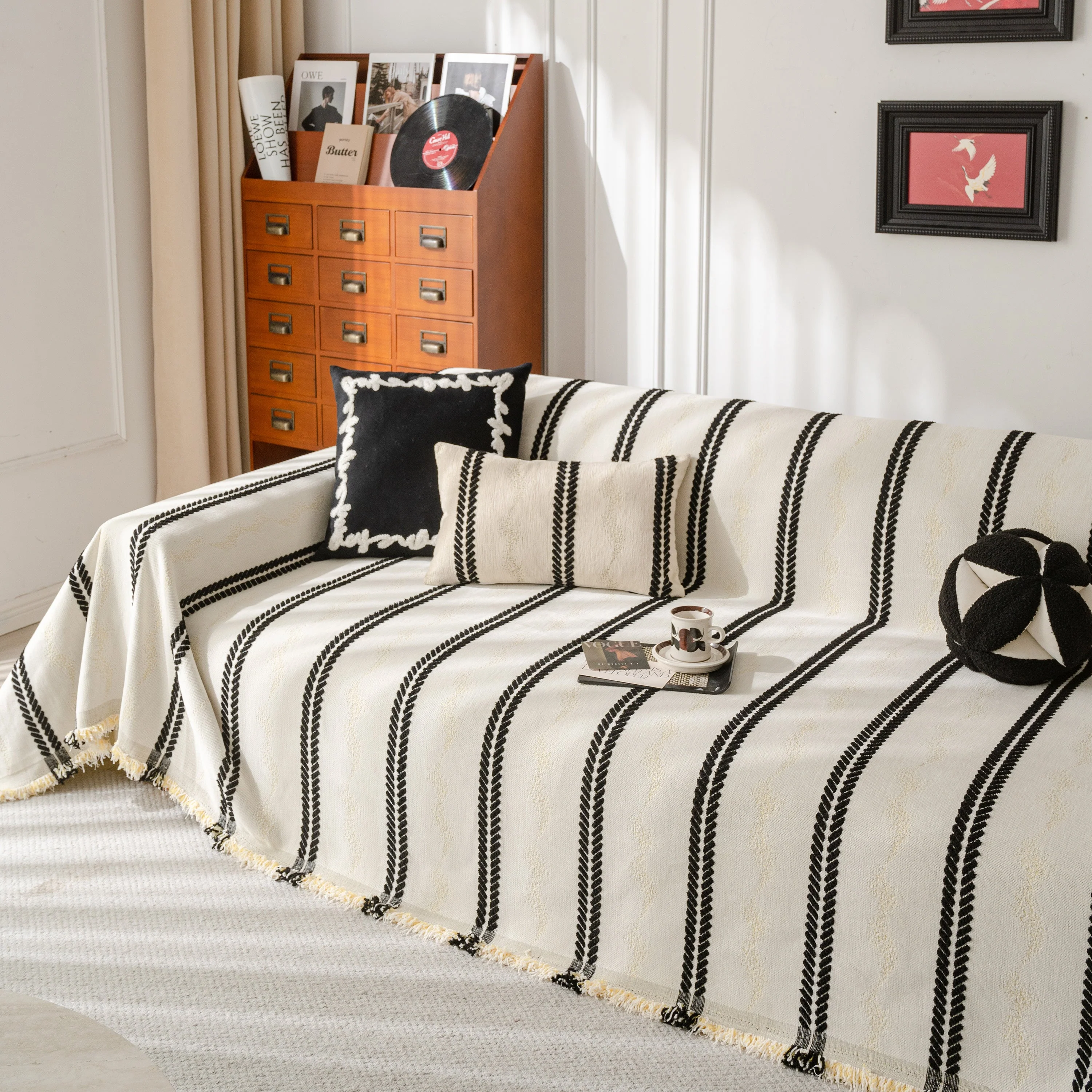 Boho Couch Throw Blanket with Textured Stripes, Sofa Cover for Living Room Decor - Image 59