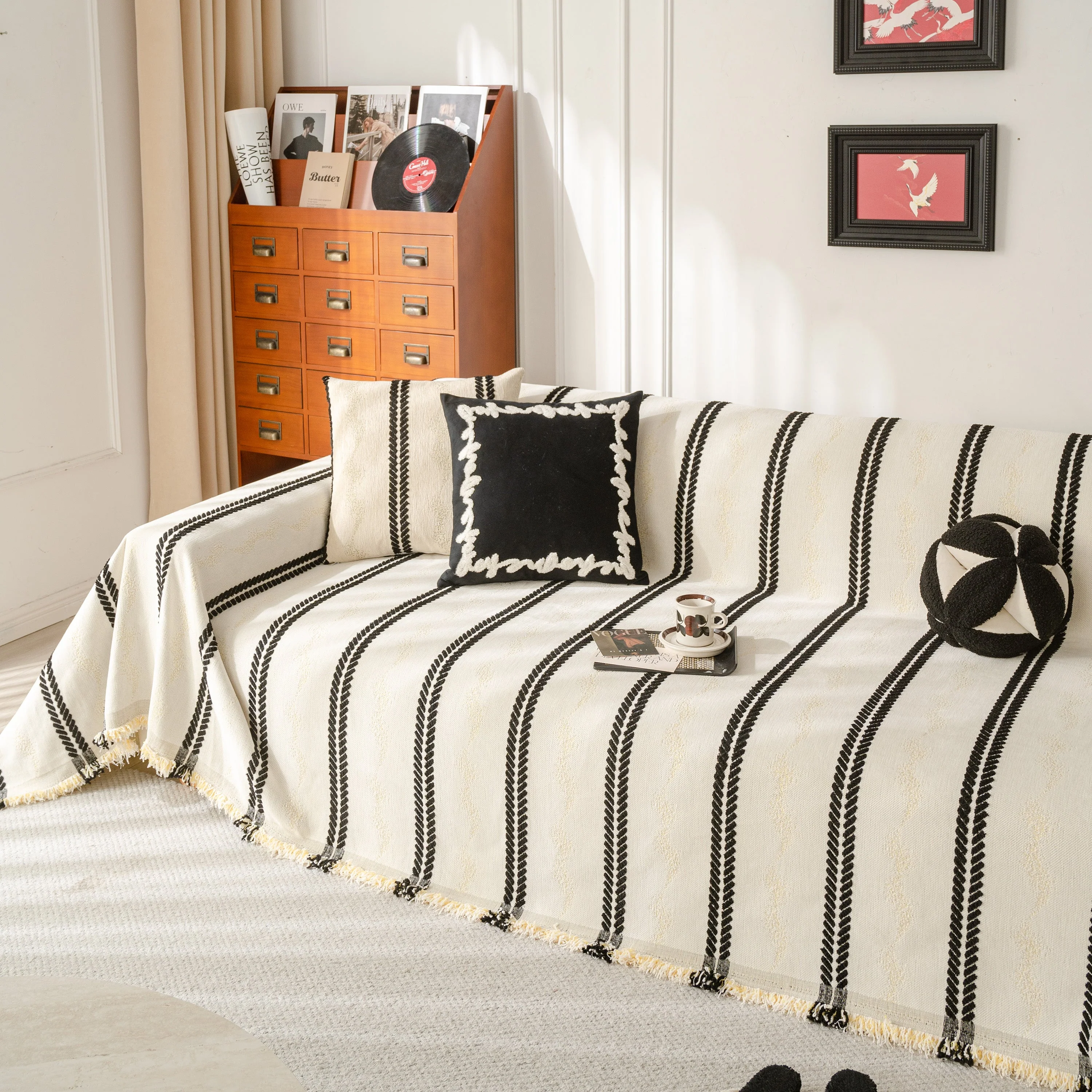 Boho Couch Throw Blanket with Textured Stripes, Sofa Cover for Living Room Decor - Image 62