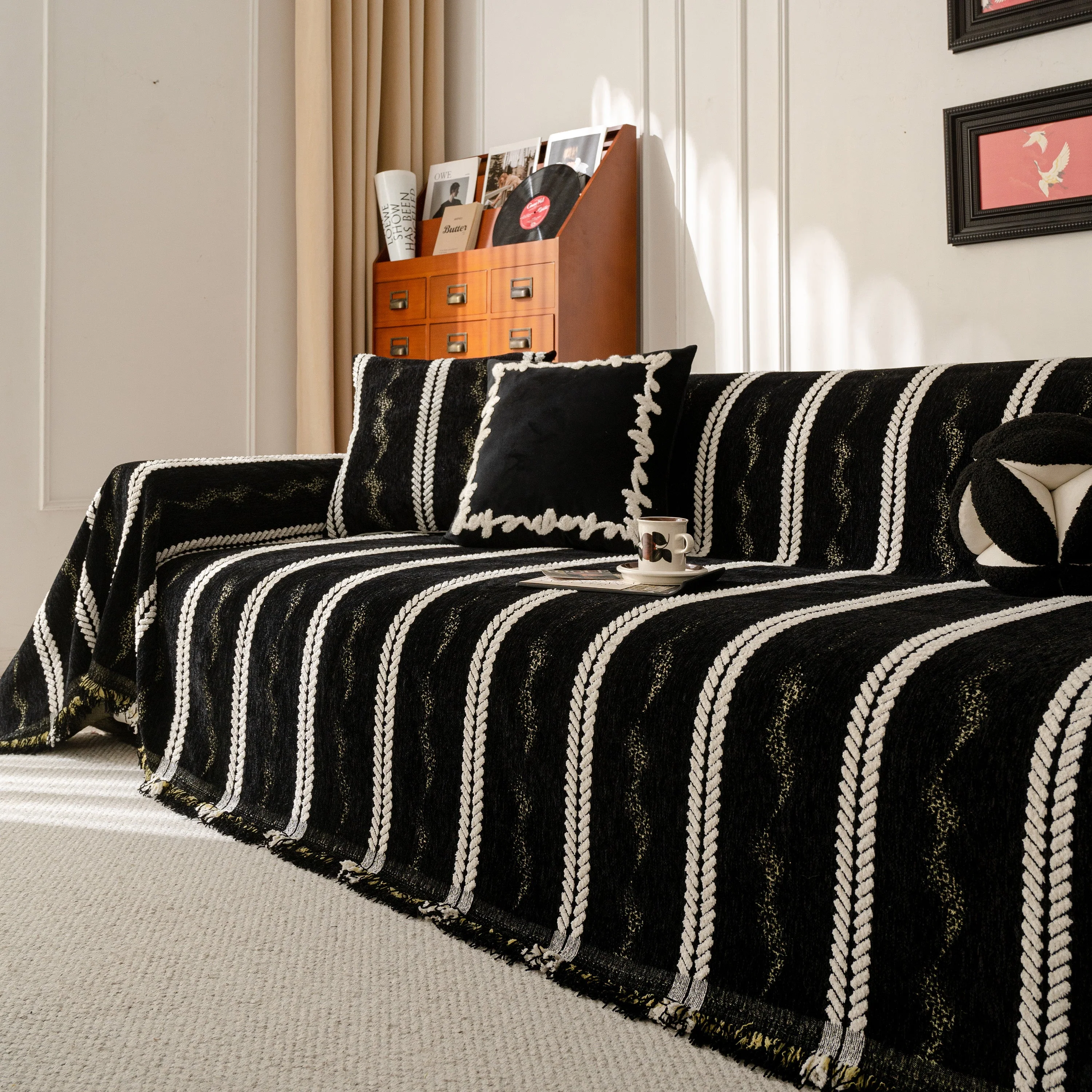 Boho Couch Throw Blanket with Textured Stripes, Sofa Cover for Living Room Decor - Image 67