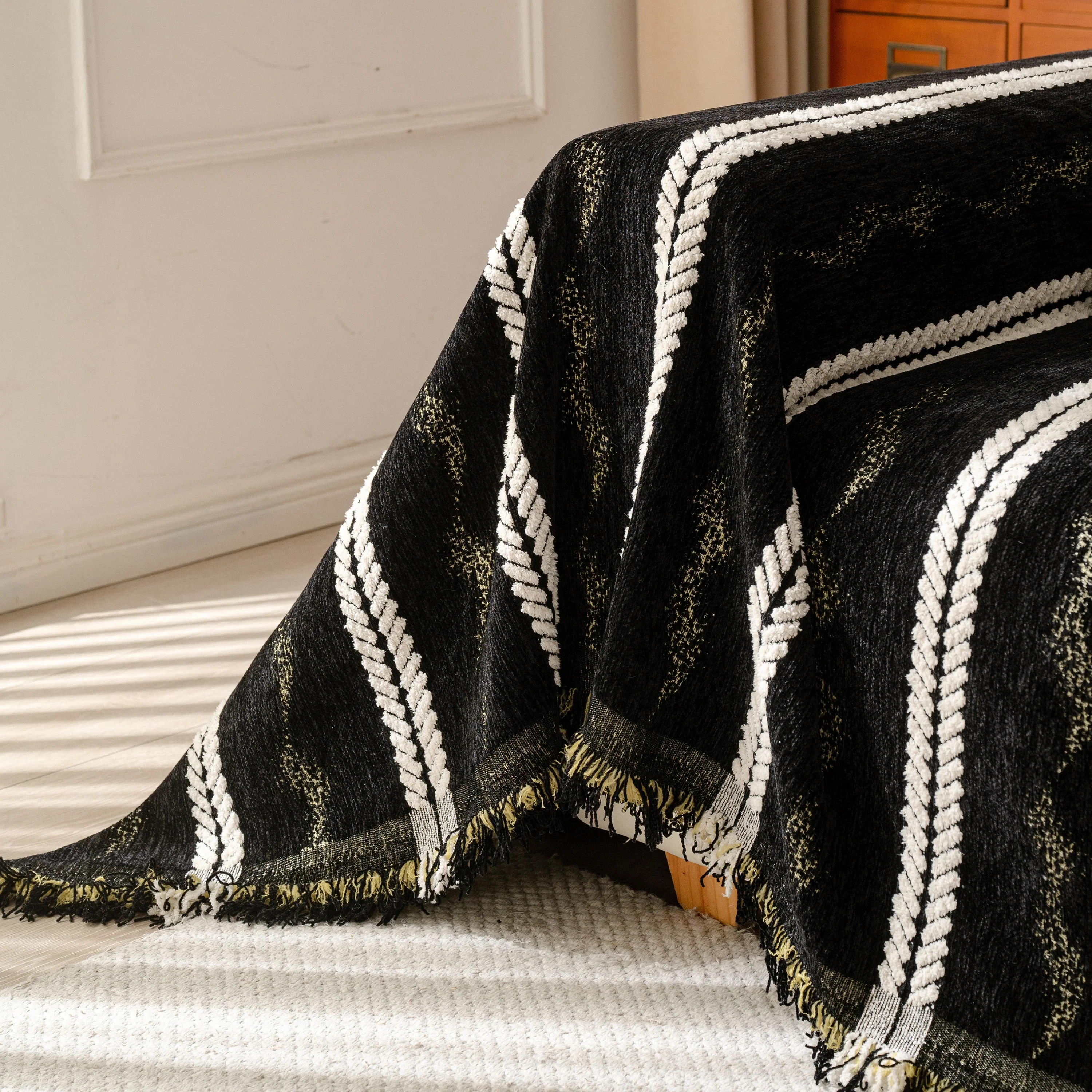 Boho Couch Throw Blanket with Textured Stripes, Sofa Cover for Living Room Decor - Image 68
