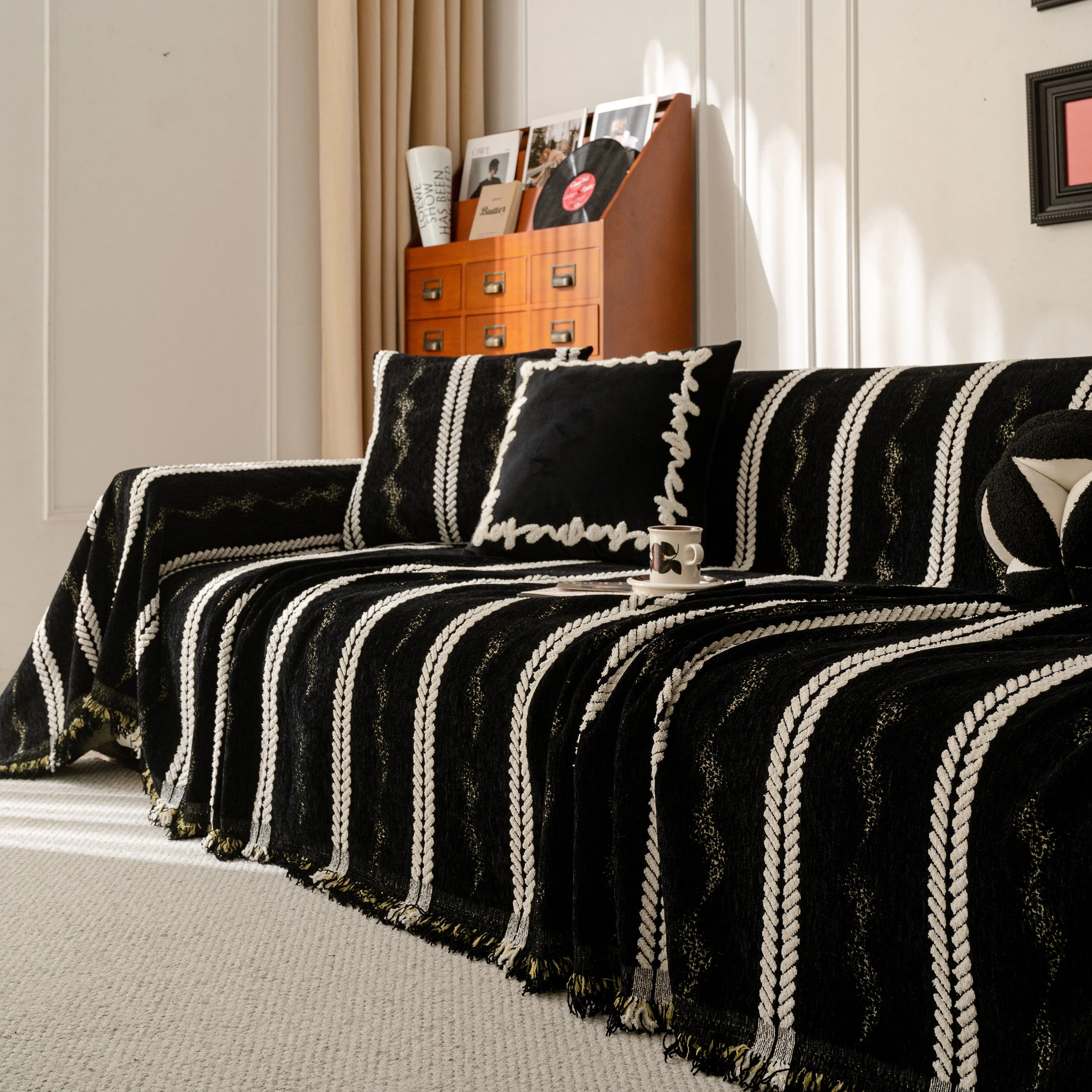 Boho Couch Throw Blanket with Textured Stripes, Sofa Cover for Living Room Decor - Image 69