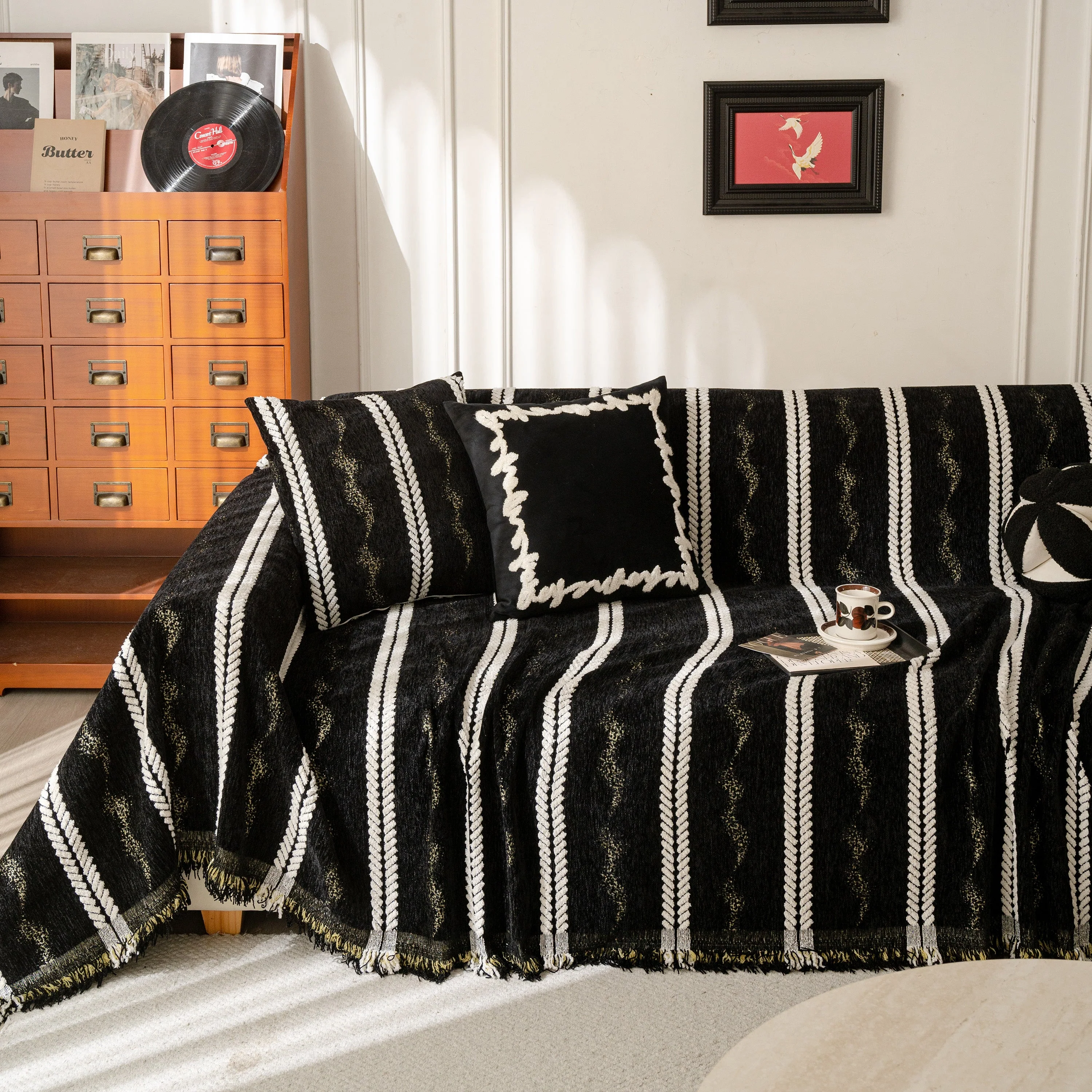 Boho Couch Throw Blanket with Textured Stripes, Sofa Cover for Living Room Decor - Image 72